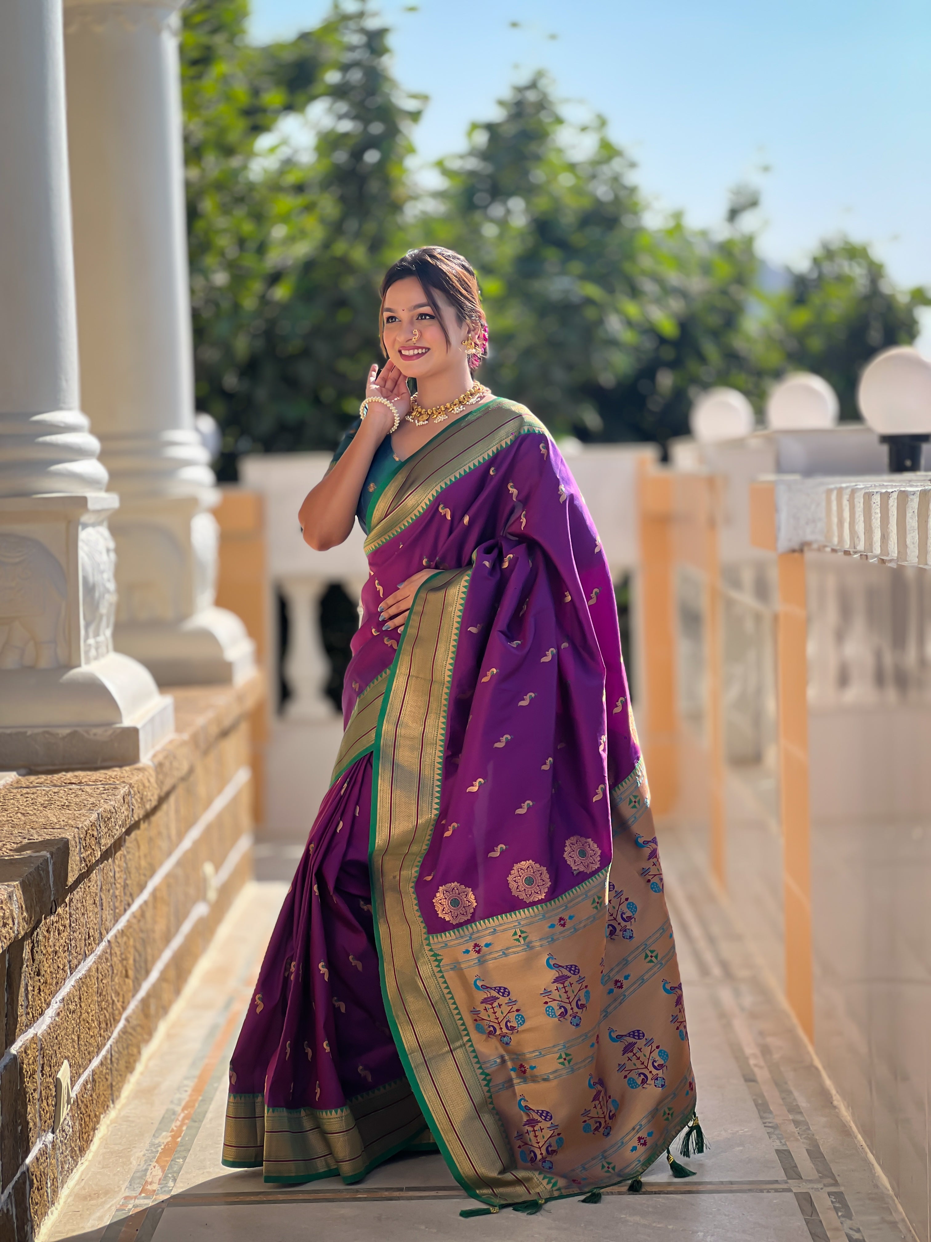 Purple Wedding Wear Soft Paithani Silk Saree