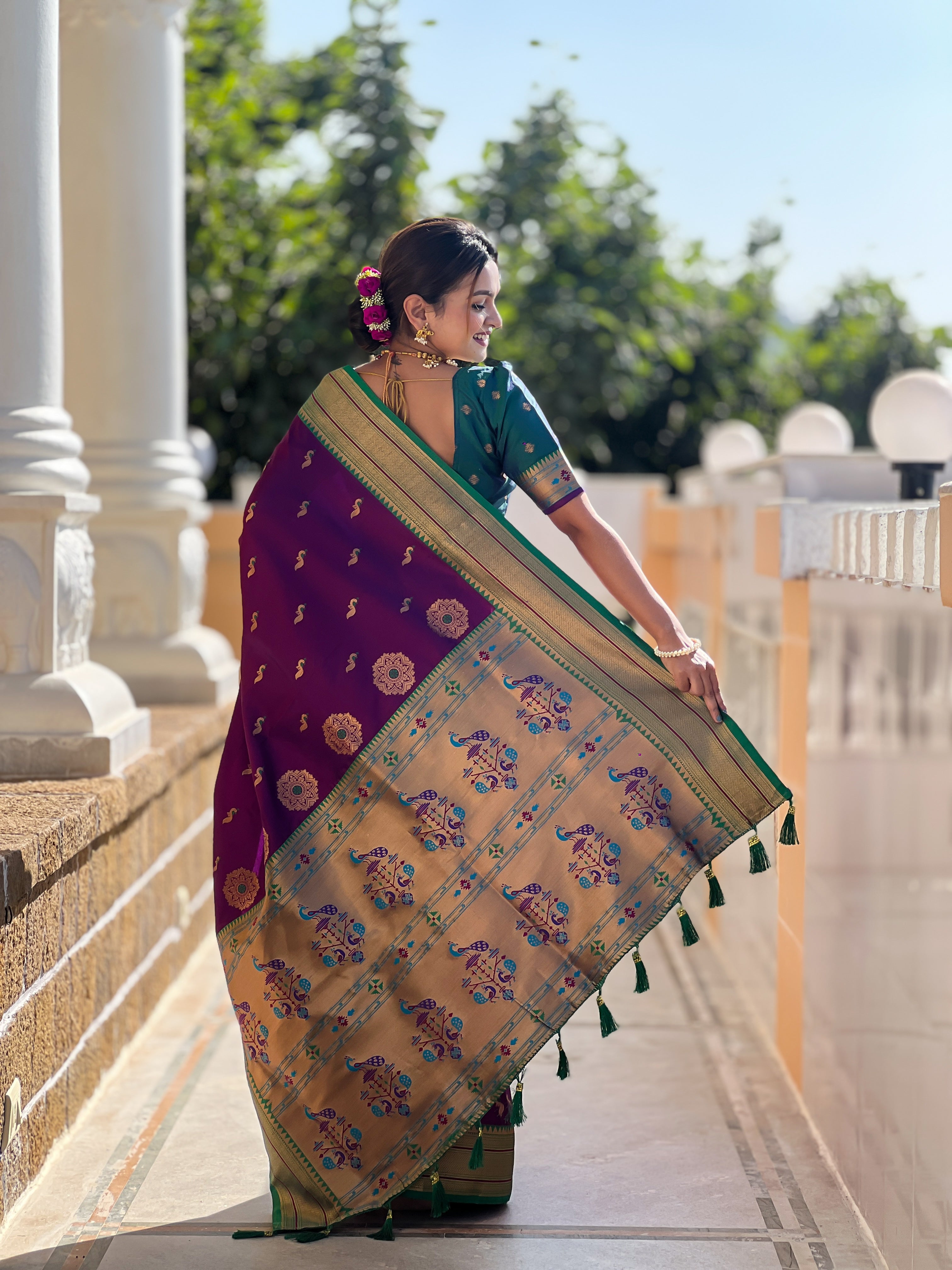 Purple Wedding Wear Soft Paithani Silk Saree