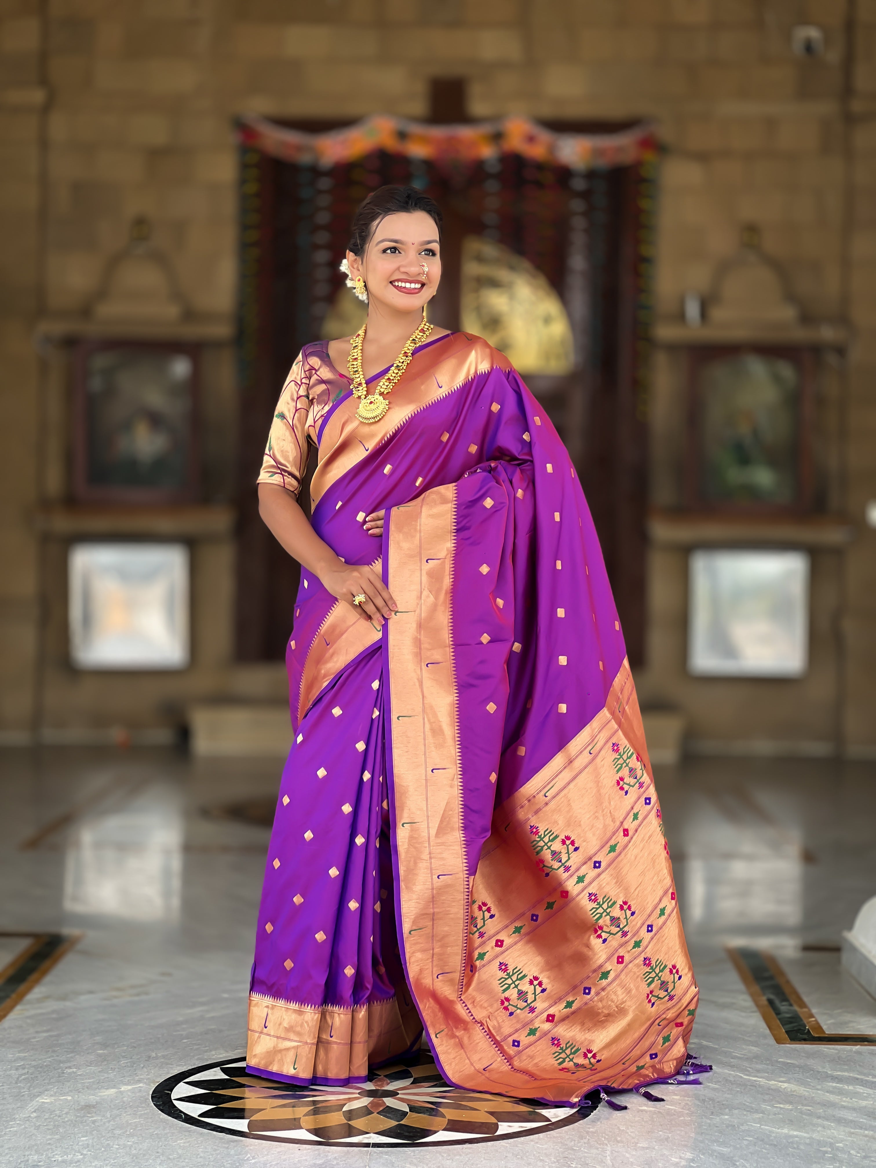 Purple Wedding Wear Soft Paithani Silk Saree