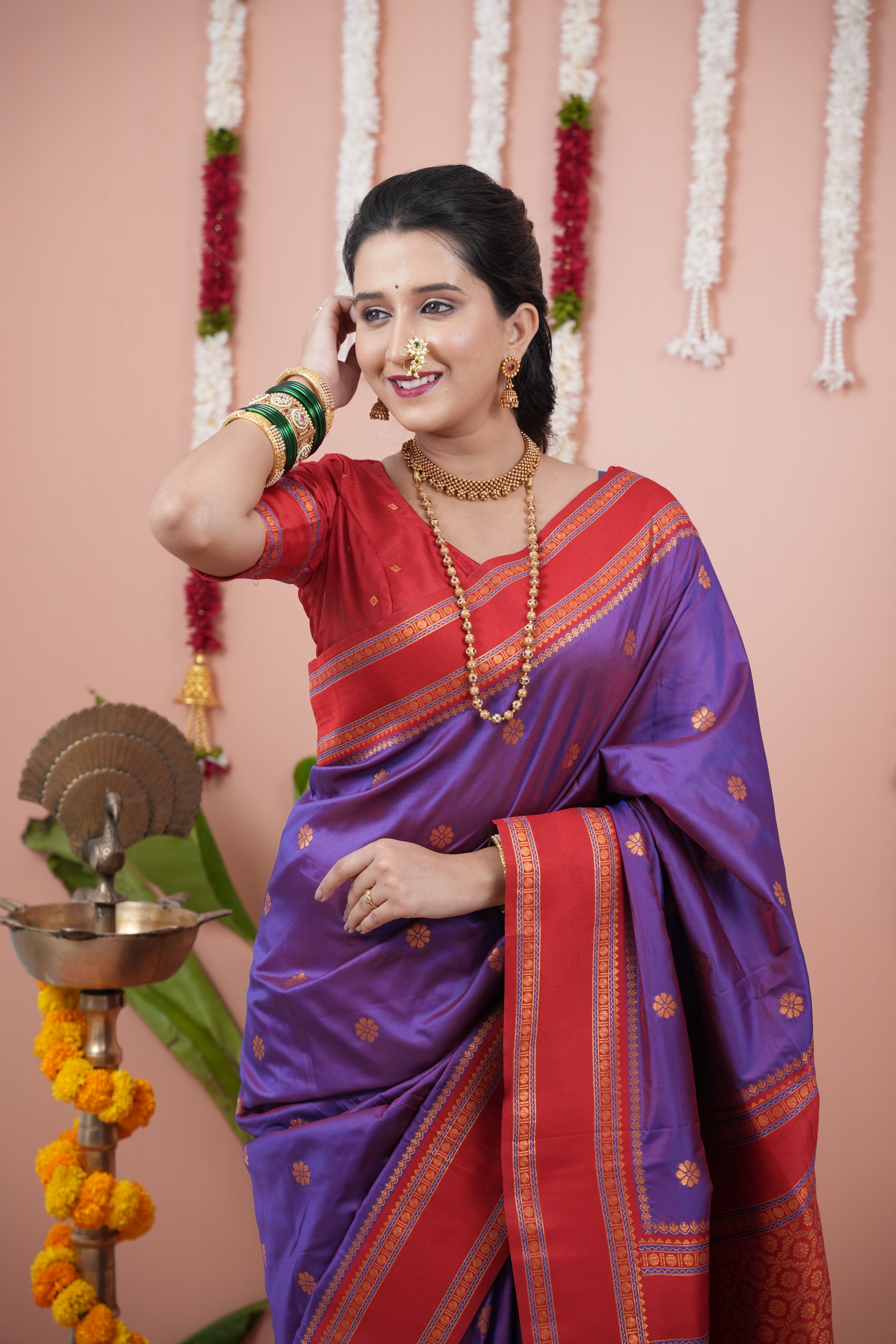 Purple Wedding Wear Soft Silk Saree
