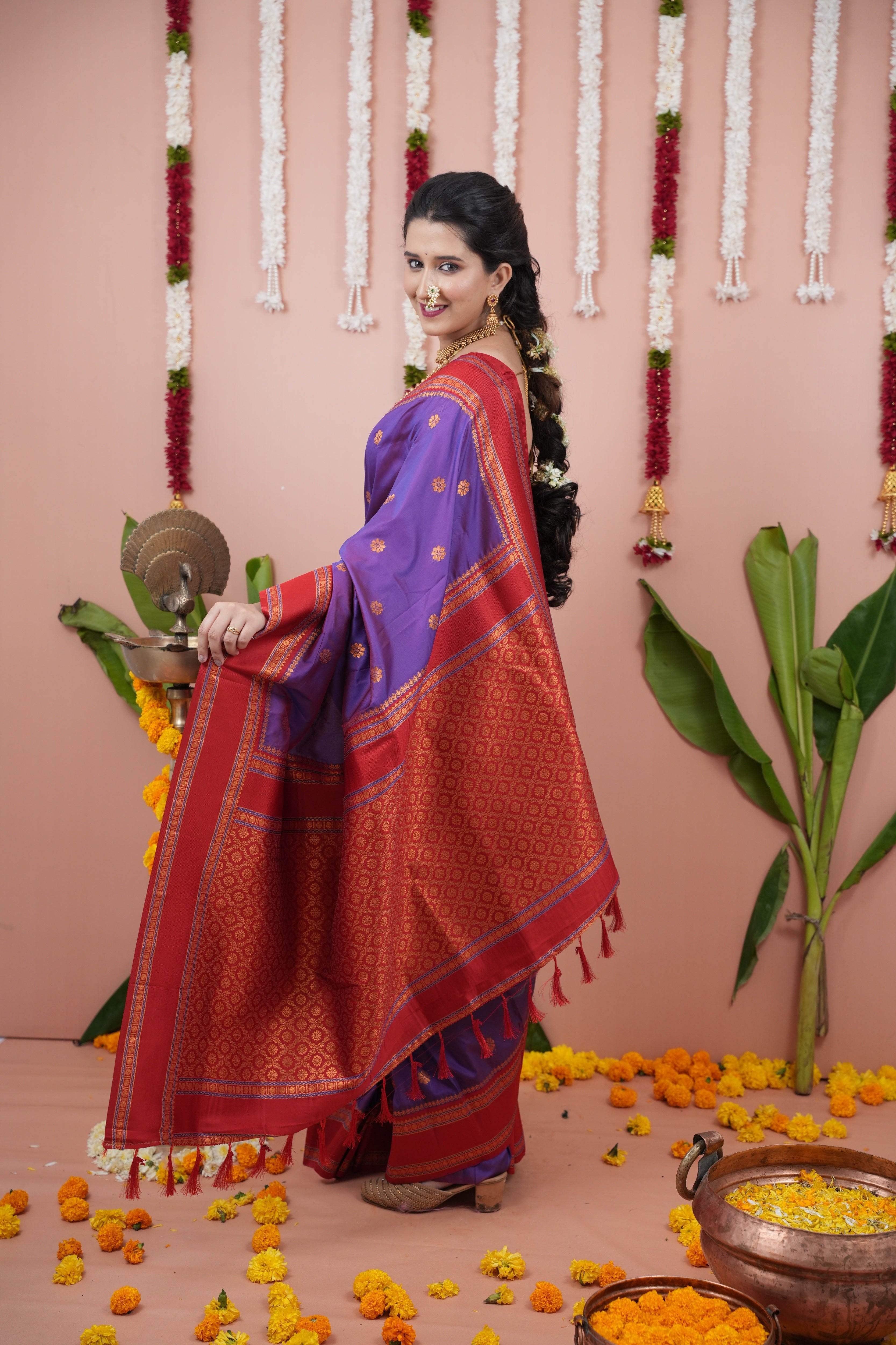 Purple Wedding Wear Soft Silk Saree