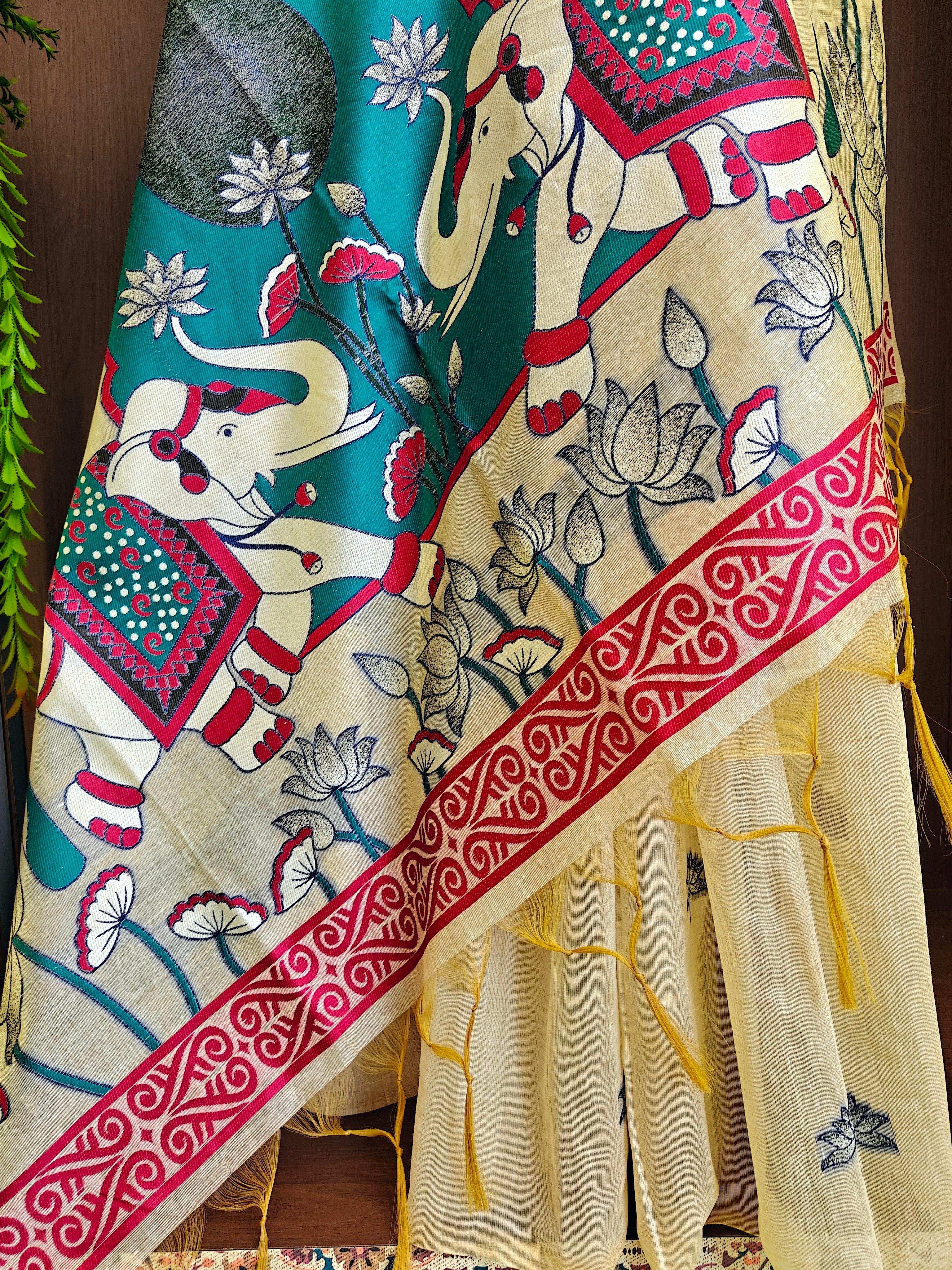 Rajwadi Woven Muga Cotton Saree