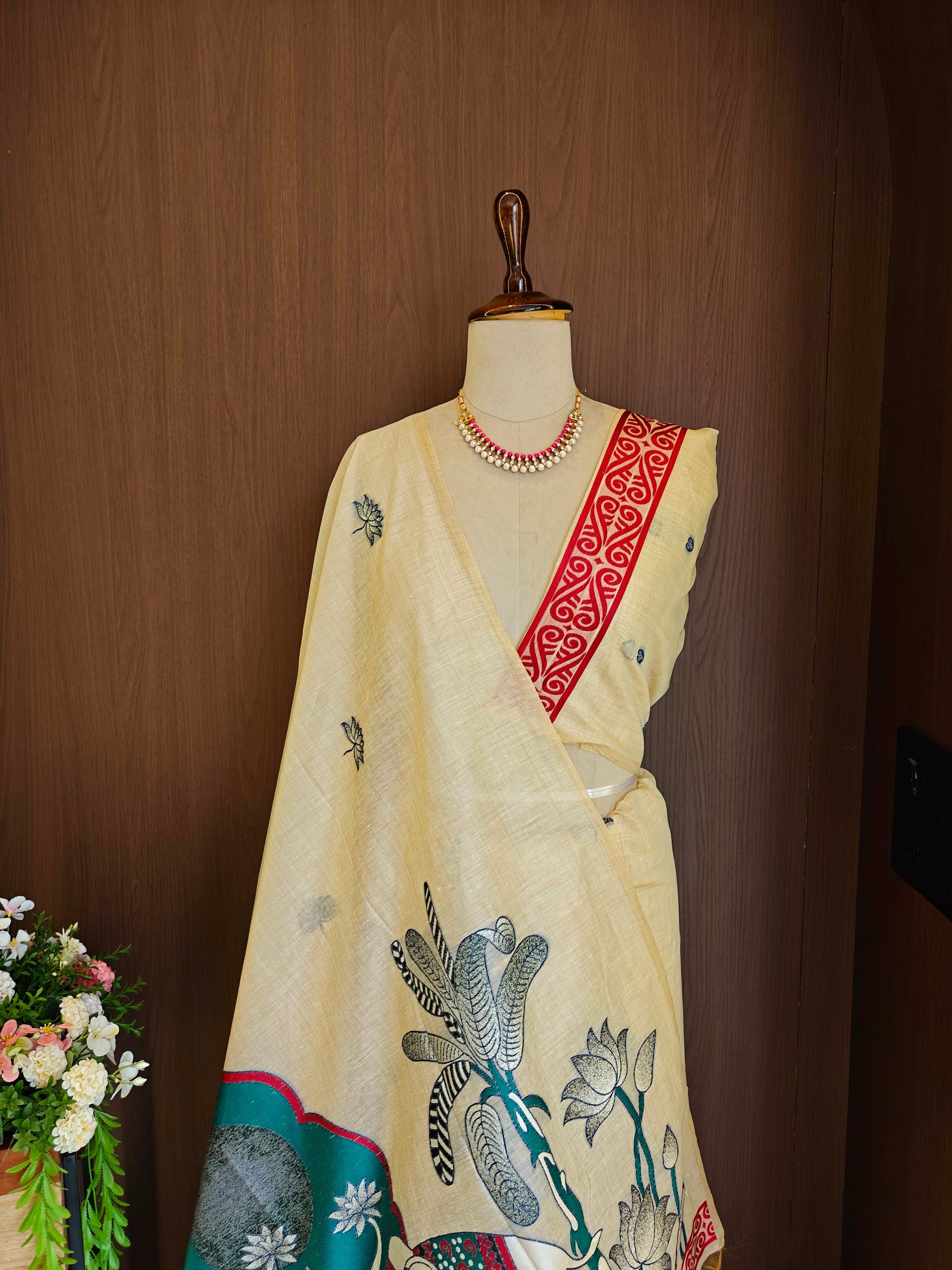 Rajwadi Woven Muga Cotton Saree