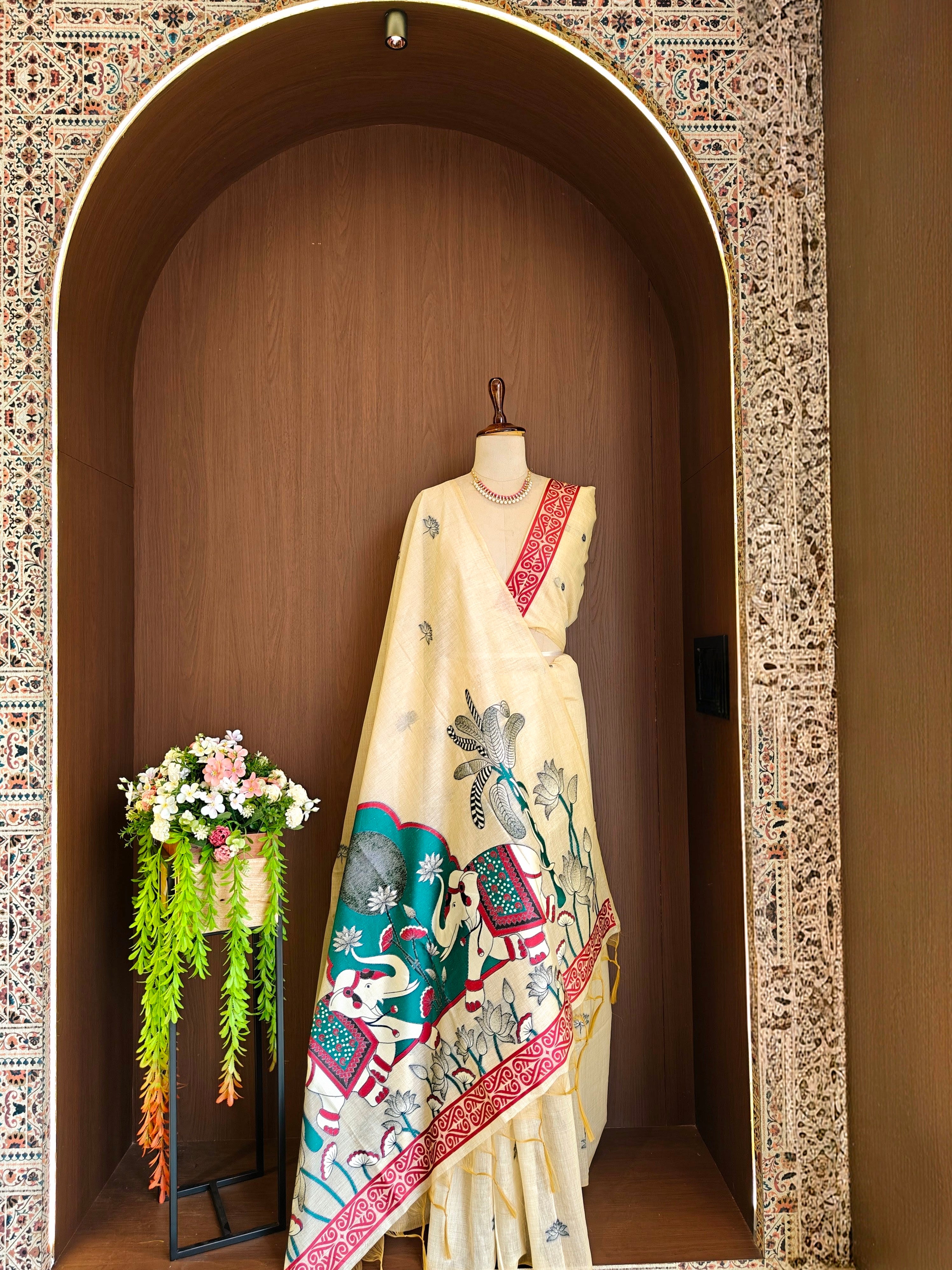 Rajwadi Woven Muga Cotton Saree