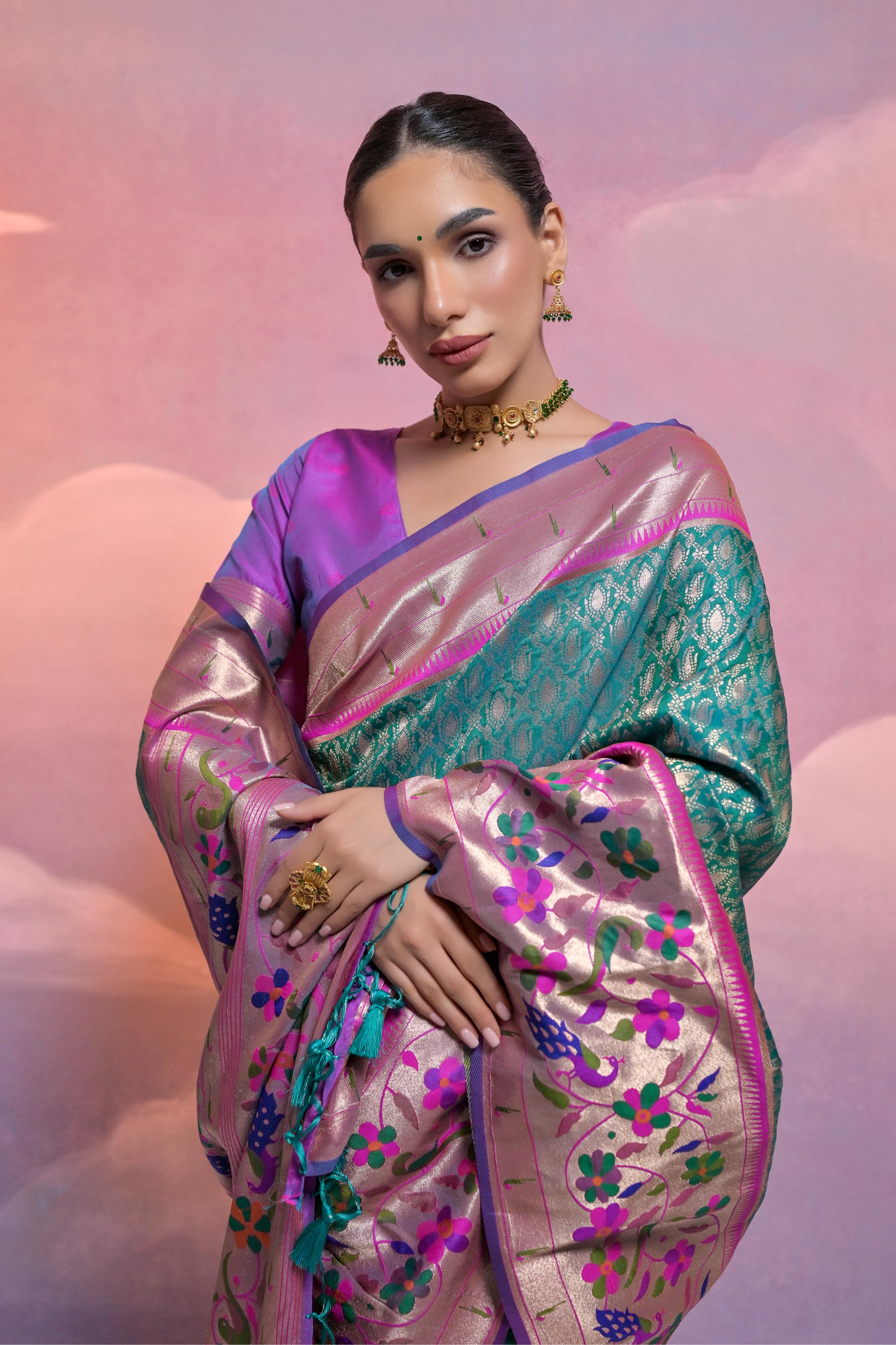 Rama Banarasi Silk Paithani Saree