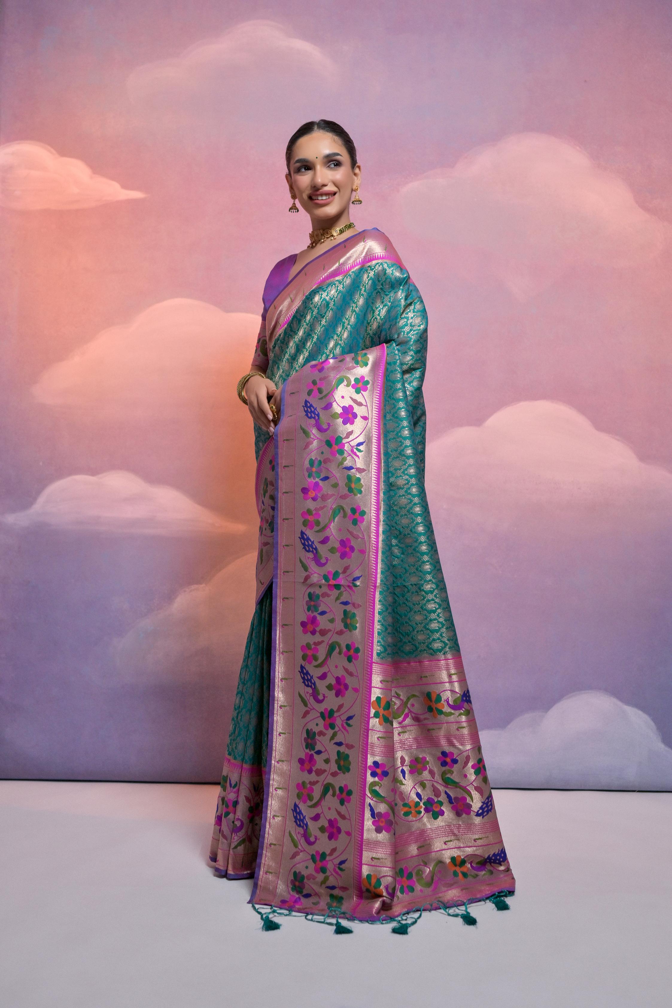 Rama Banarasi Silk Paithani Saree