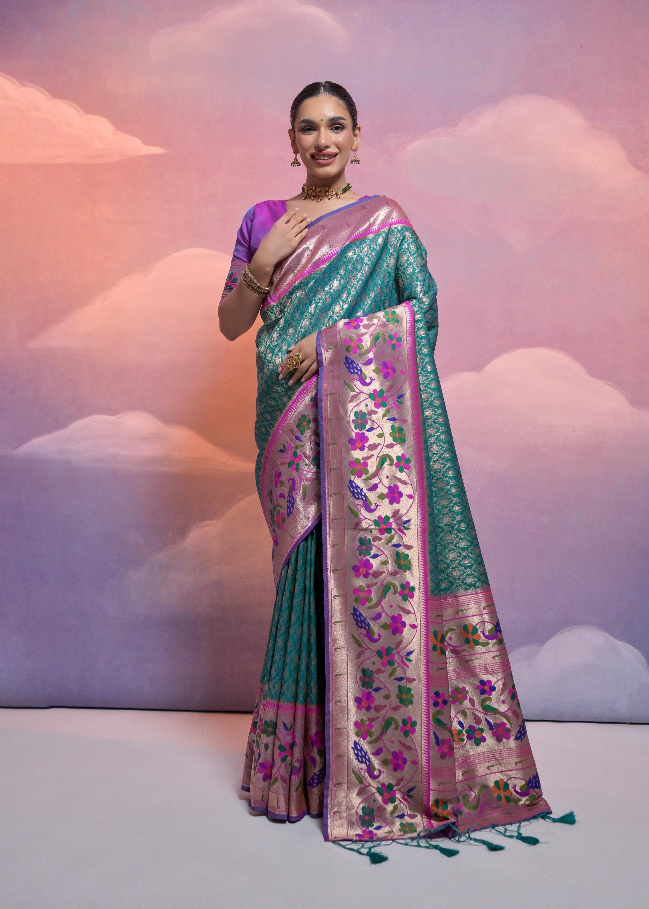 Rama Banarasi Silk Paithani Saree