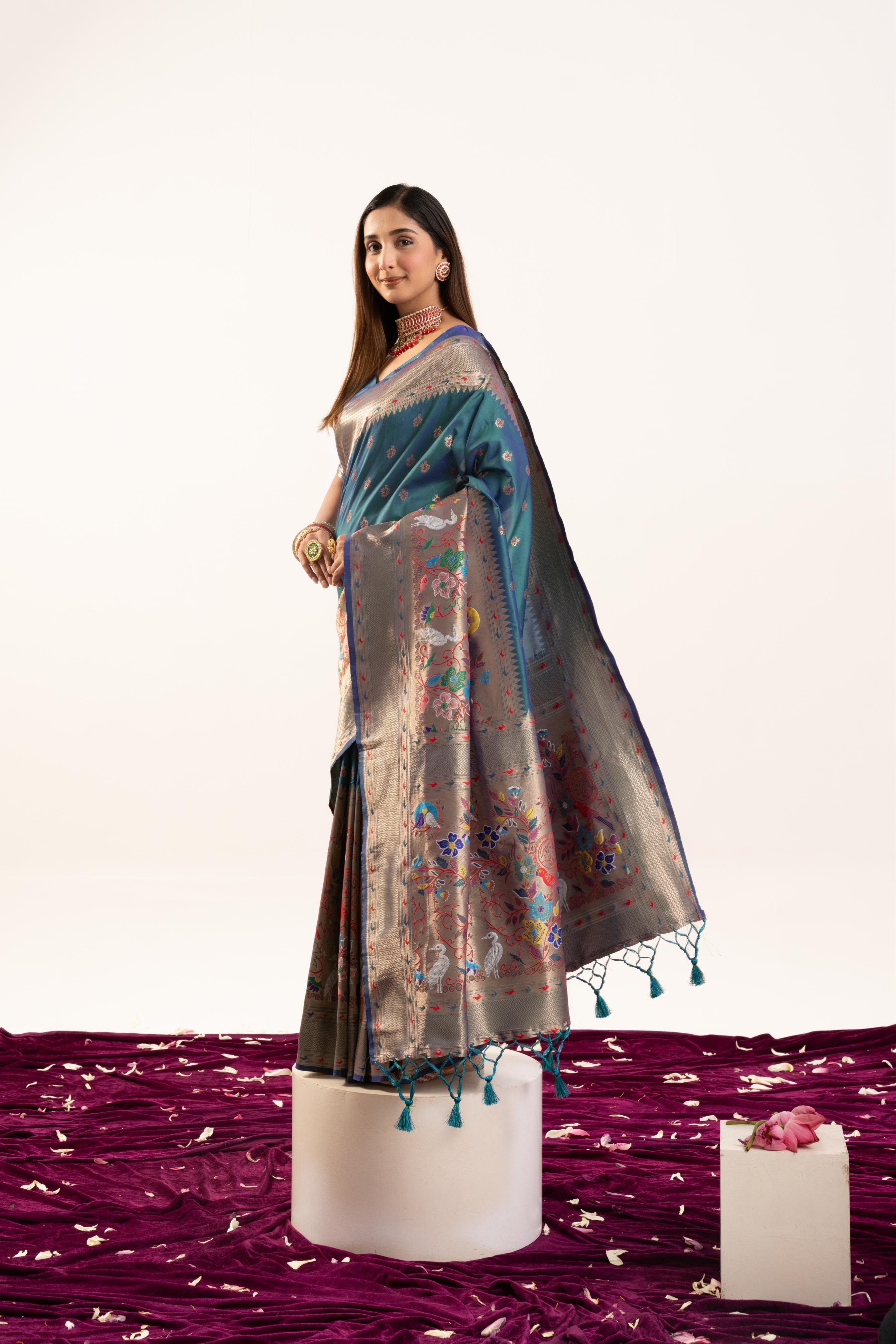Rama Banarasi Silk Paithani Saree