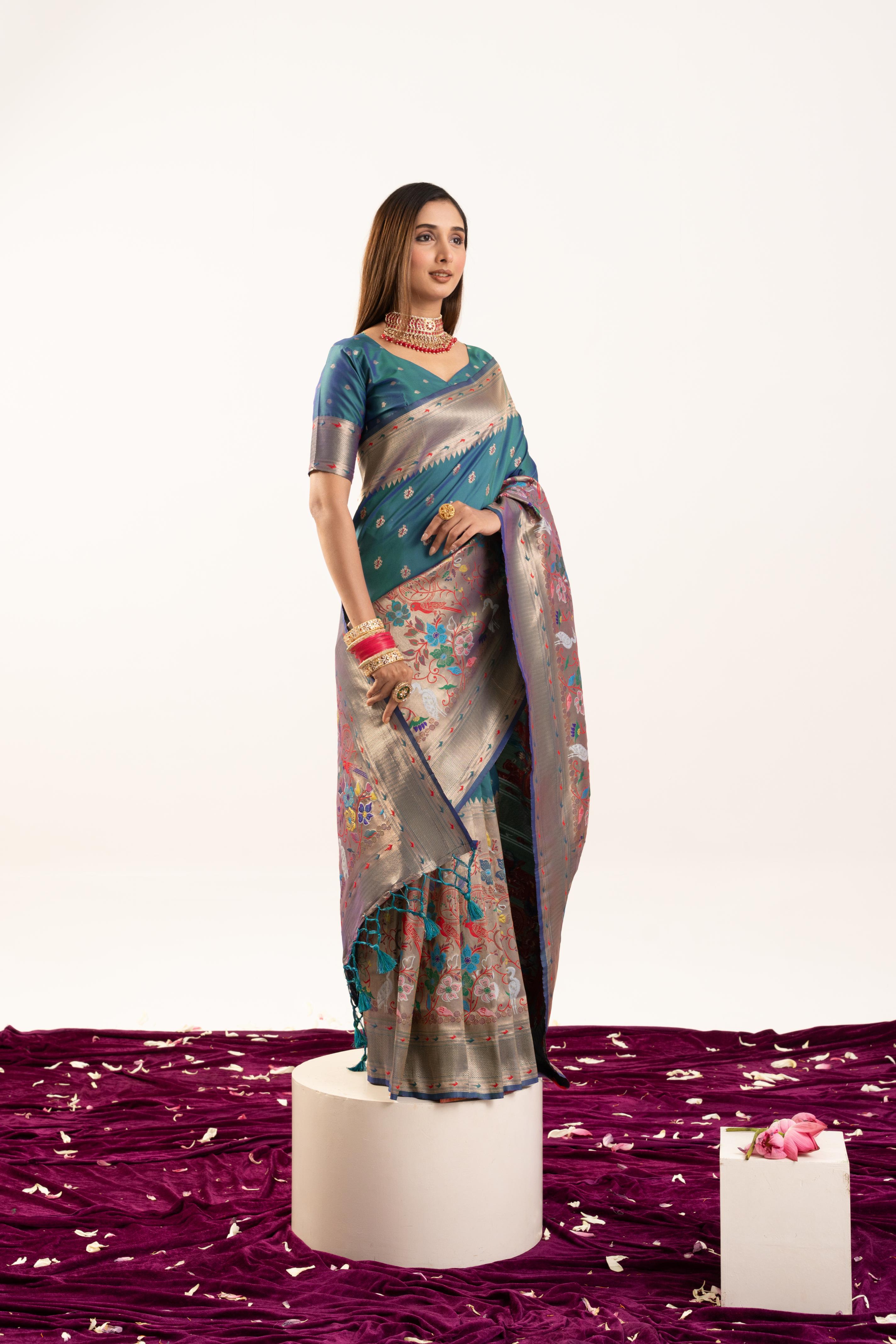 Rama Banarasi Silk Paithani Saree