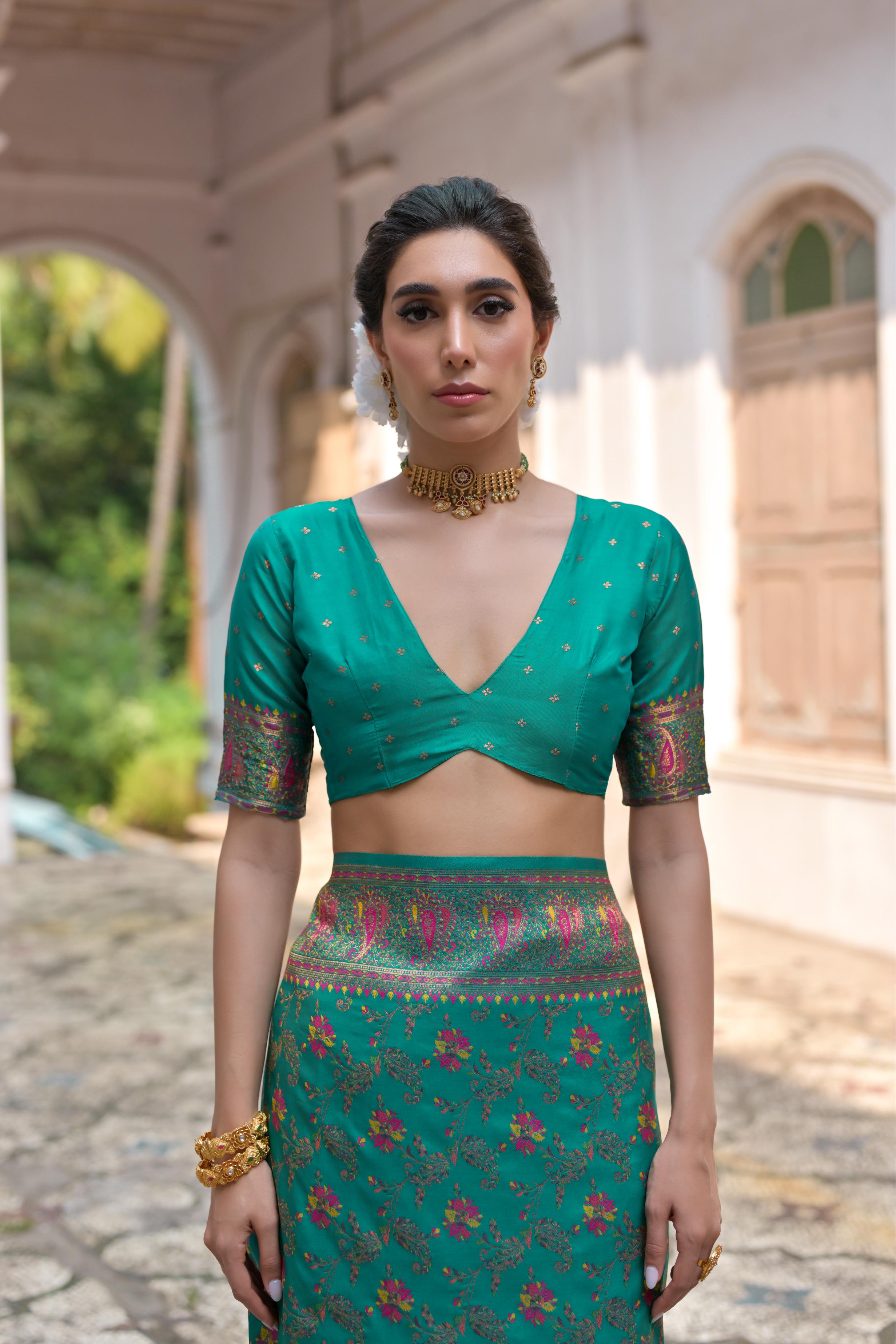 Rama Pashmina Silk Saree