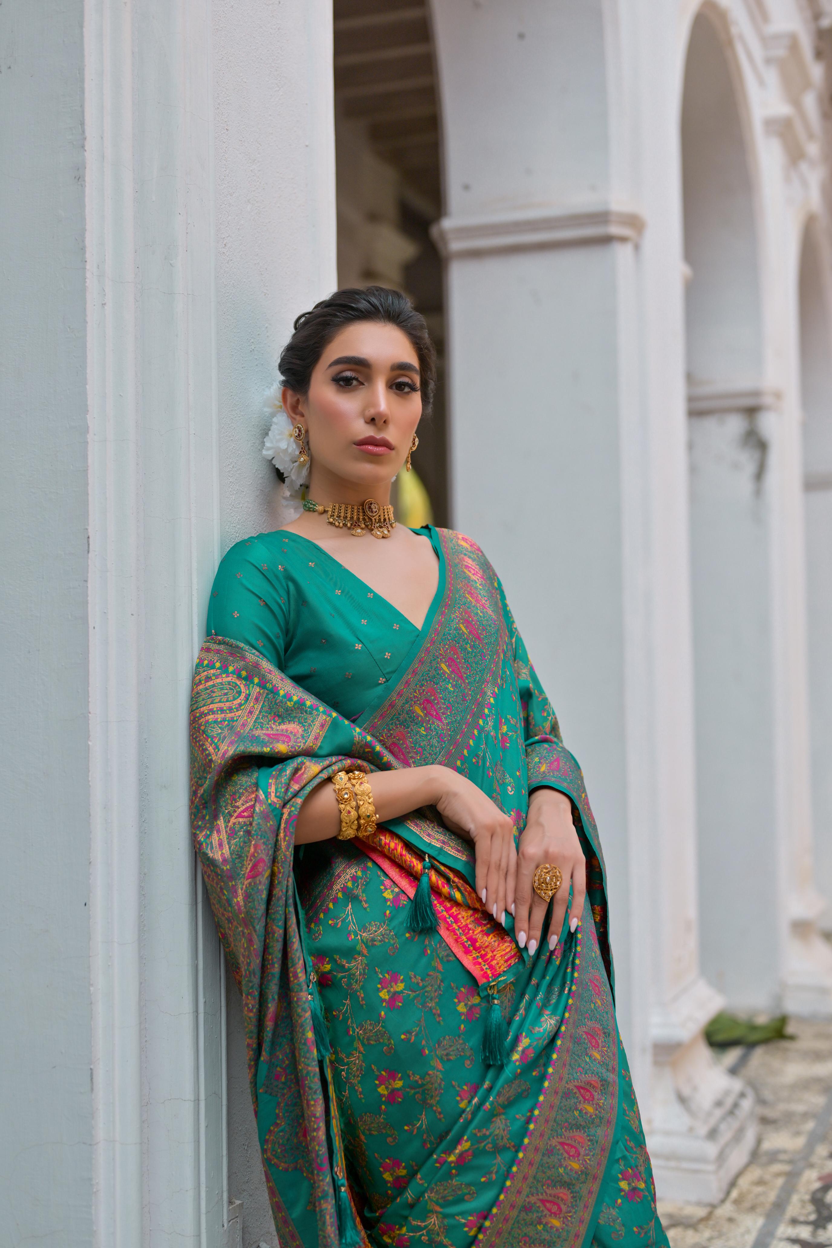 Rama Pashmina Silk Saree