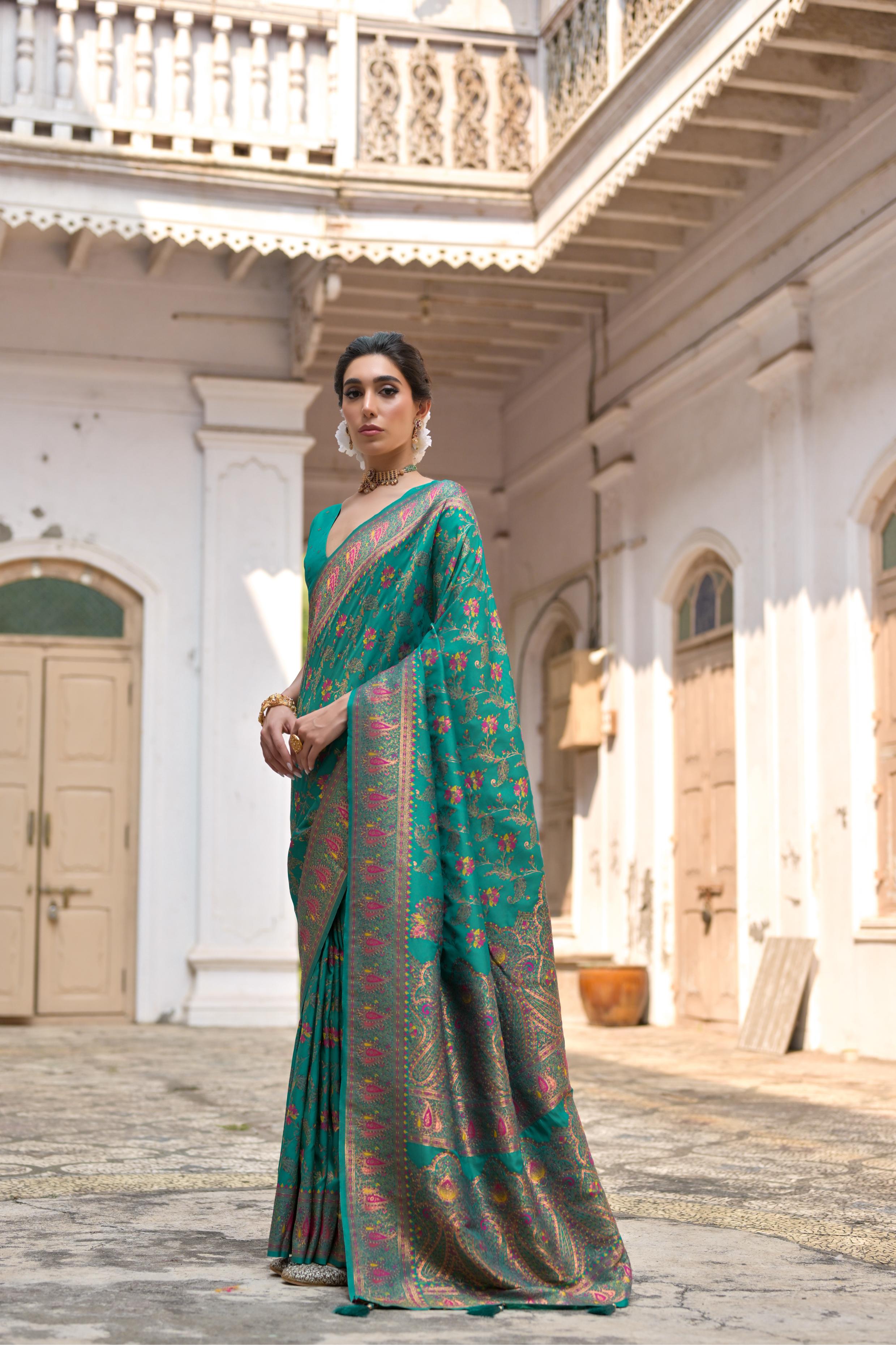 Rama Pashmina Silk Saree