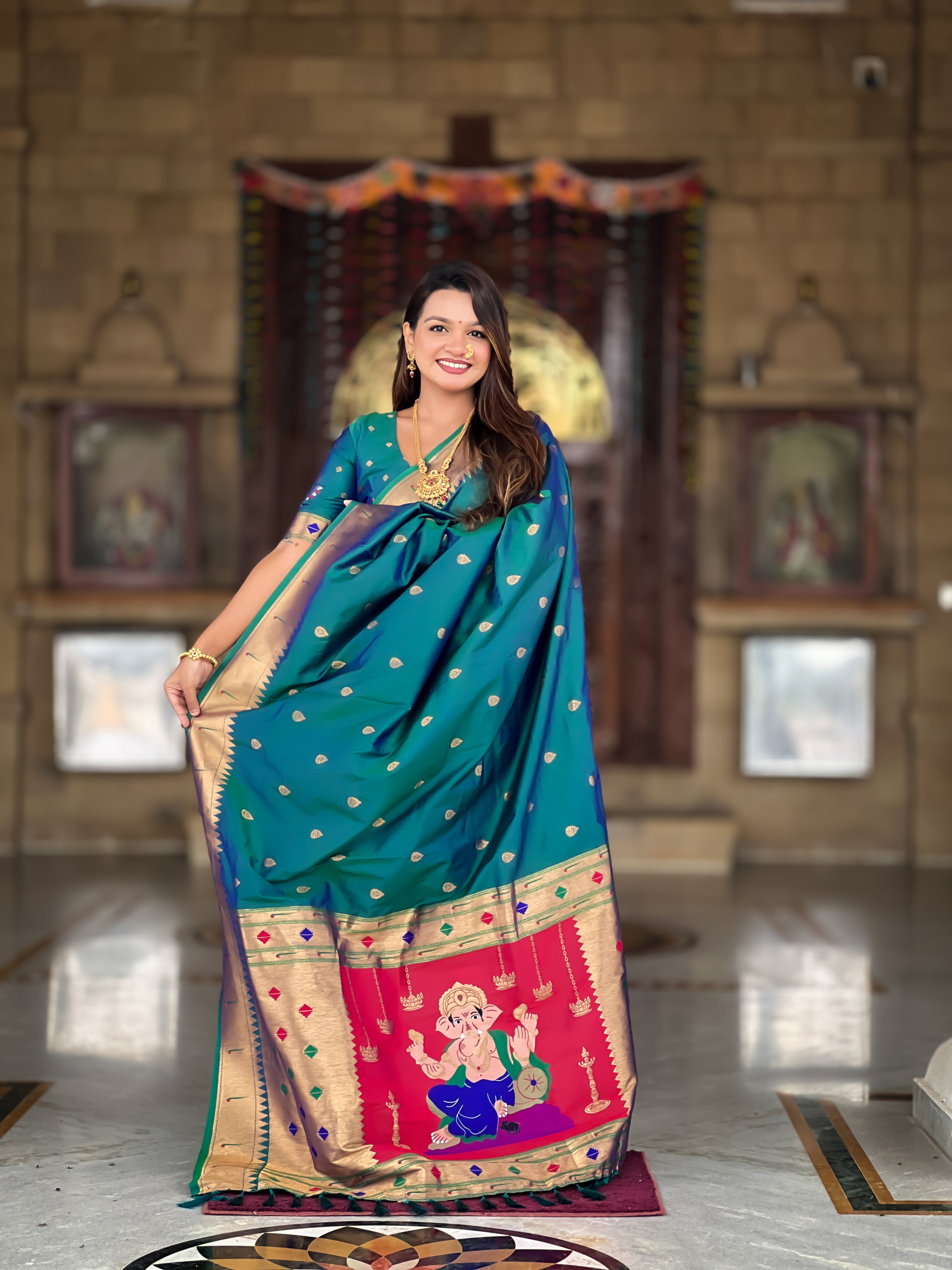 Rama Soft Paithani Silk Saree