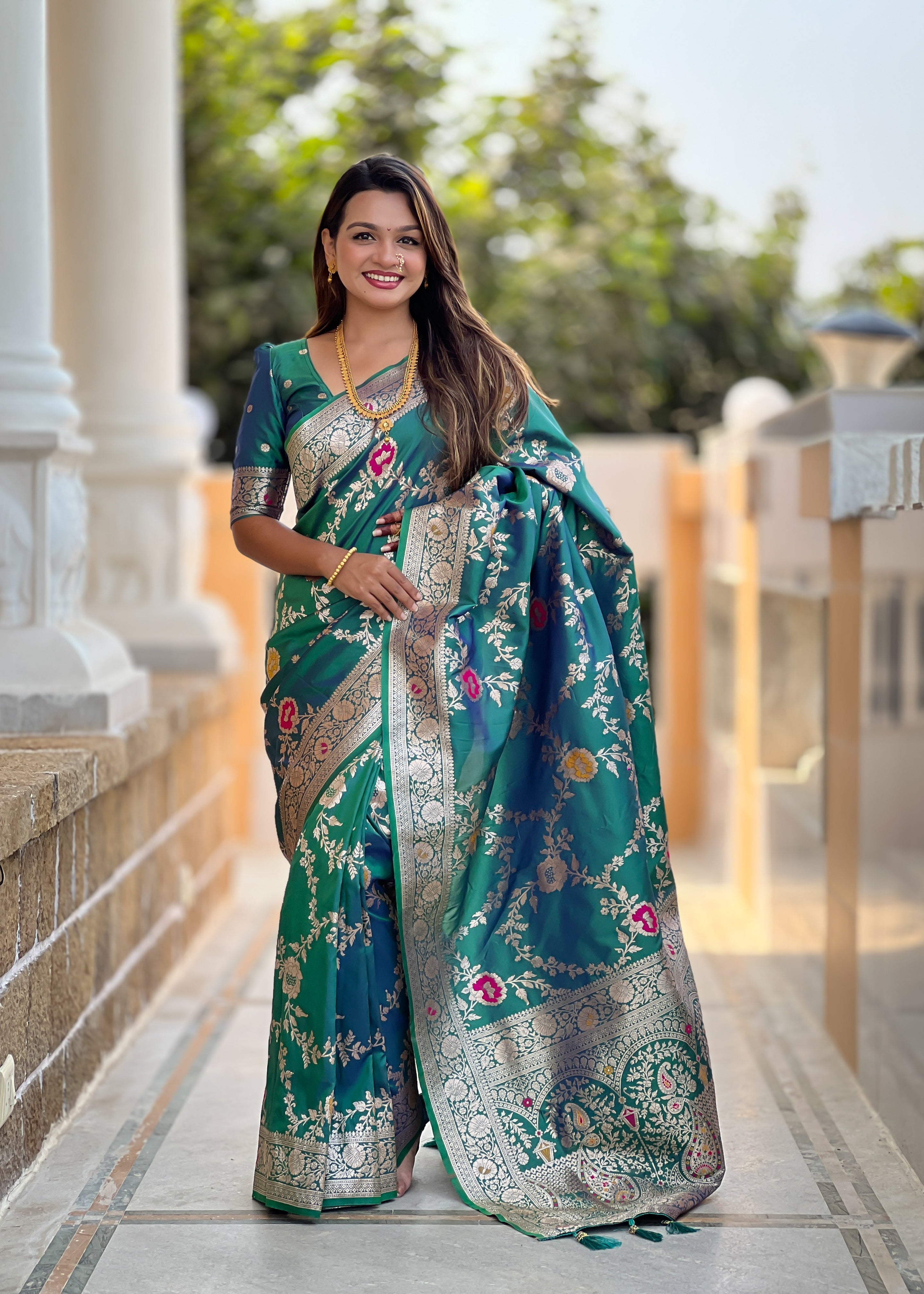 Rama Wedding Wear Soft Banarasi Silk Saree