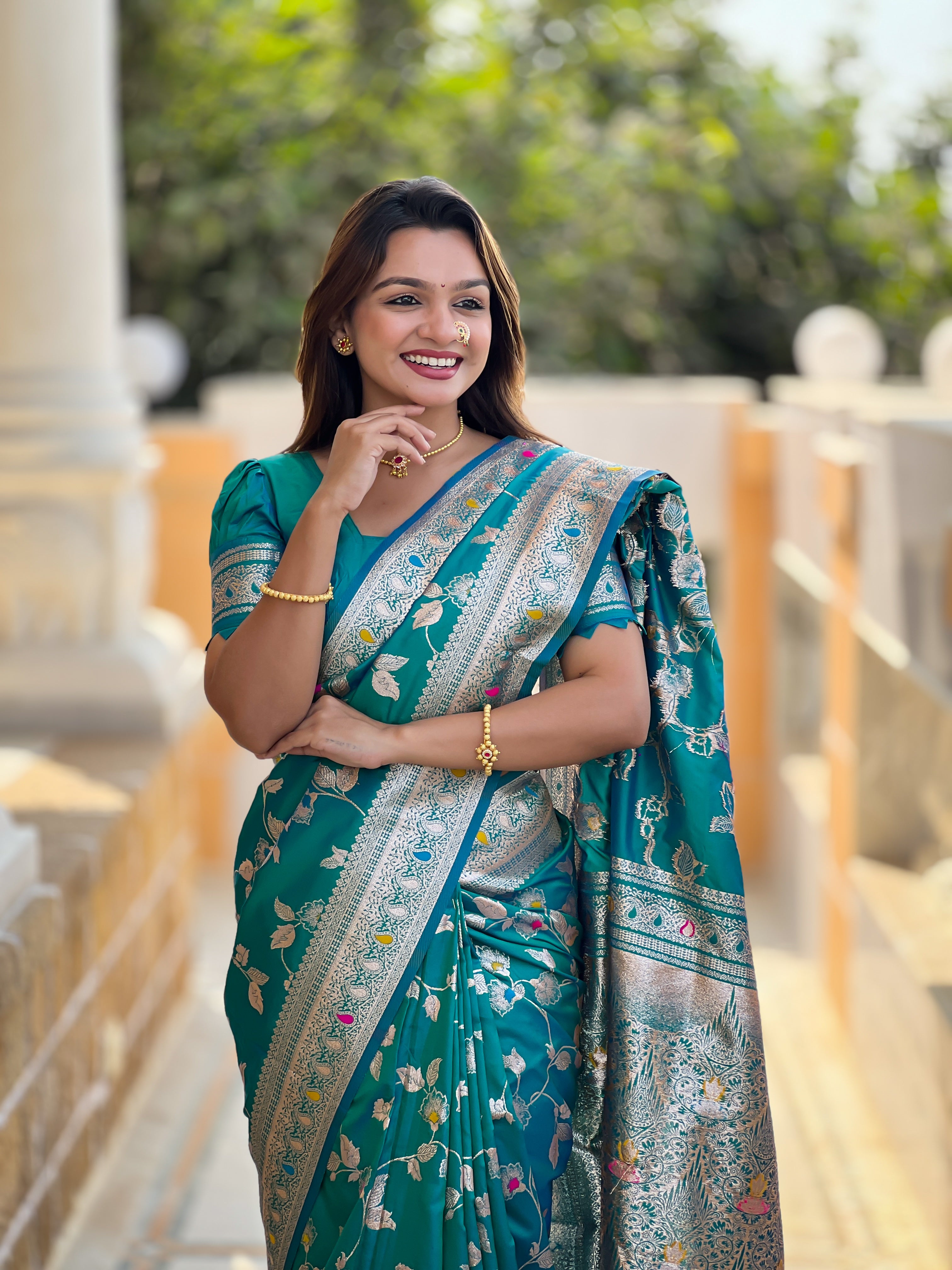 Rama Wedding Wear Soft Banarasi Silk Saree