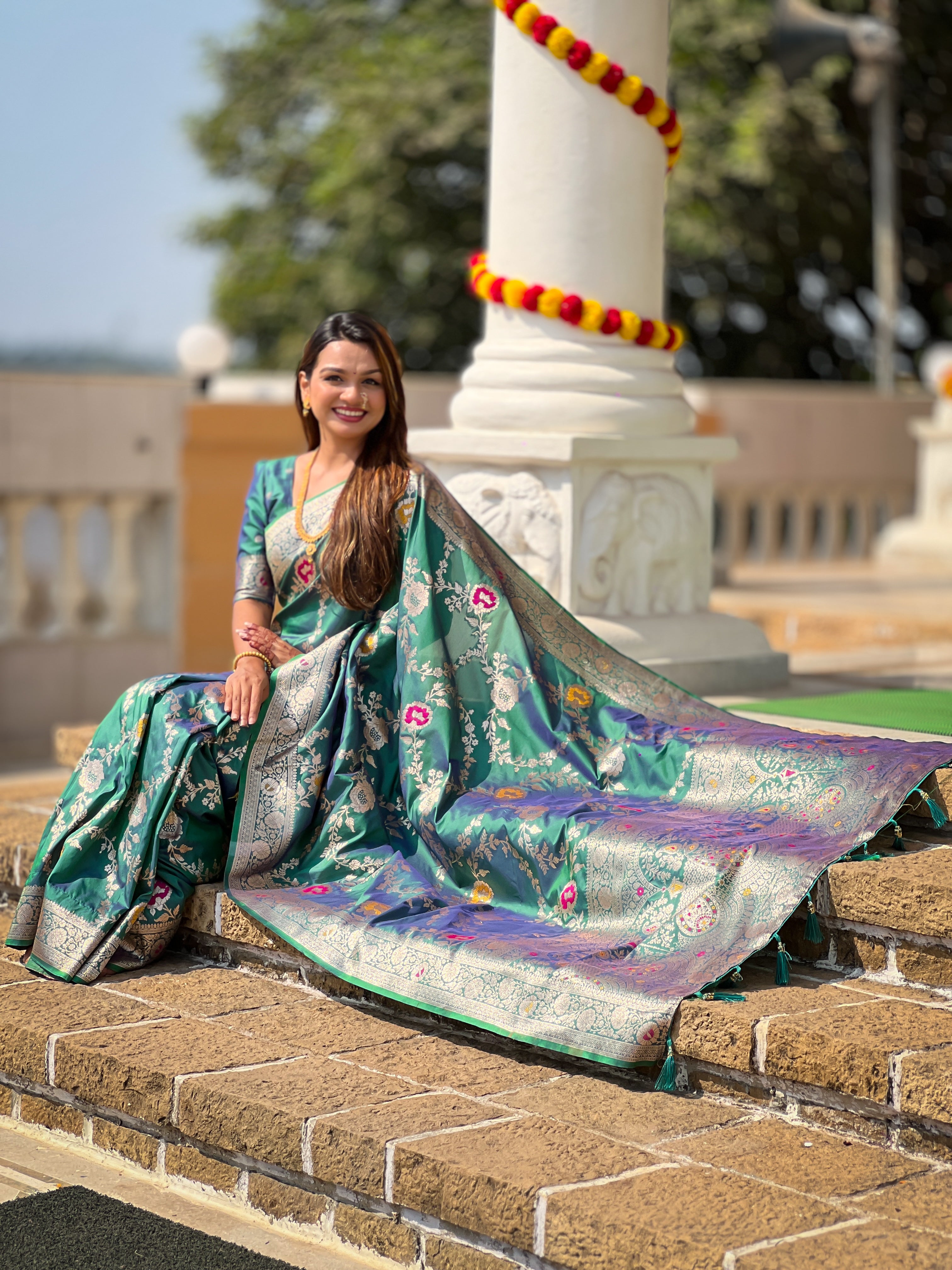 Rama Wedding Wear Soft Banarasi Silk Saree