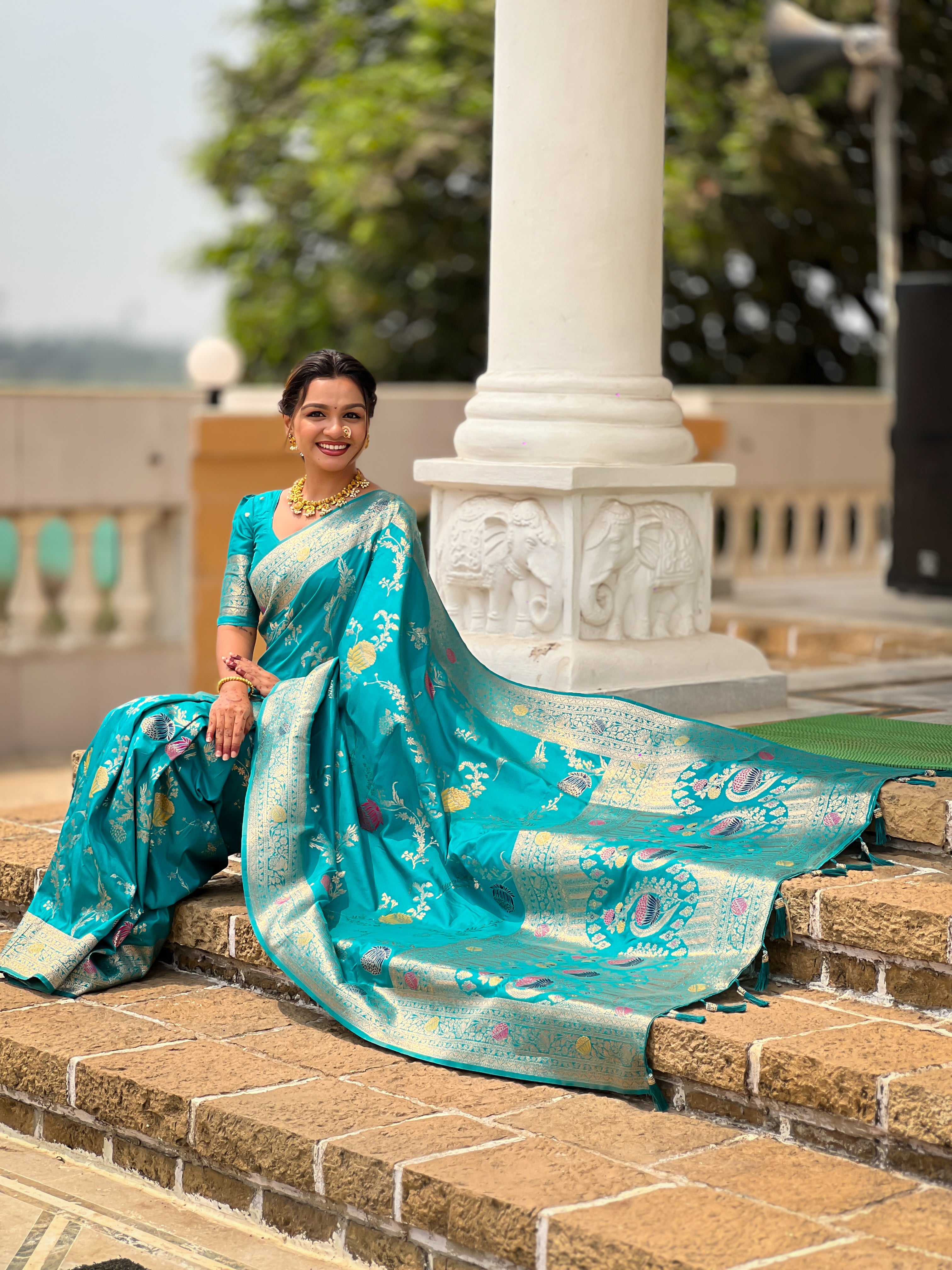 Rama Wedding Wear Soft Banarasi Silk Saree