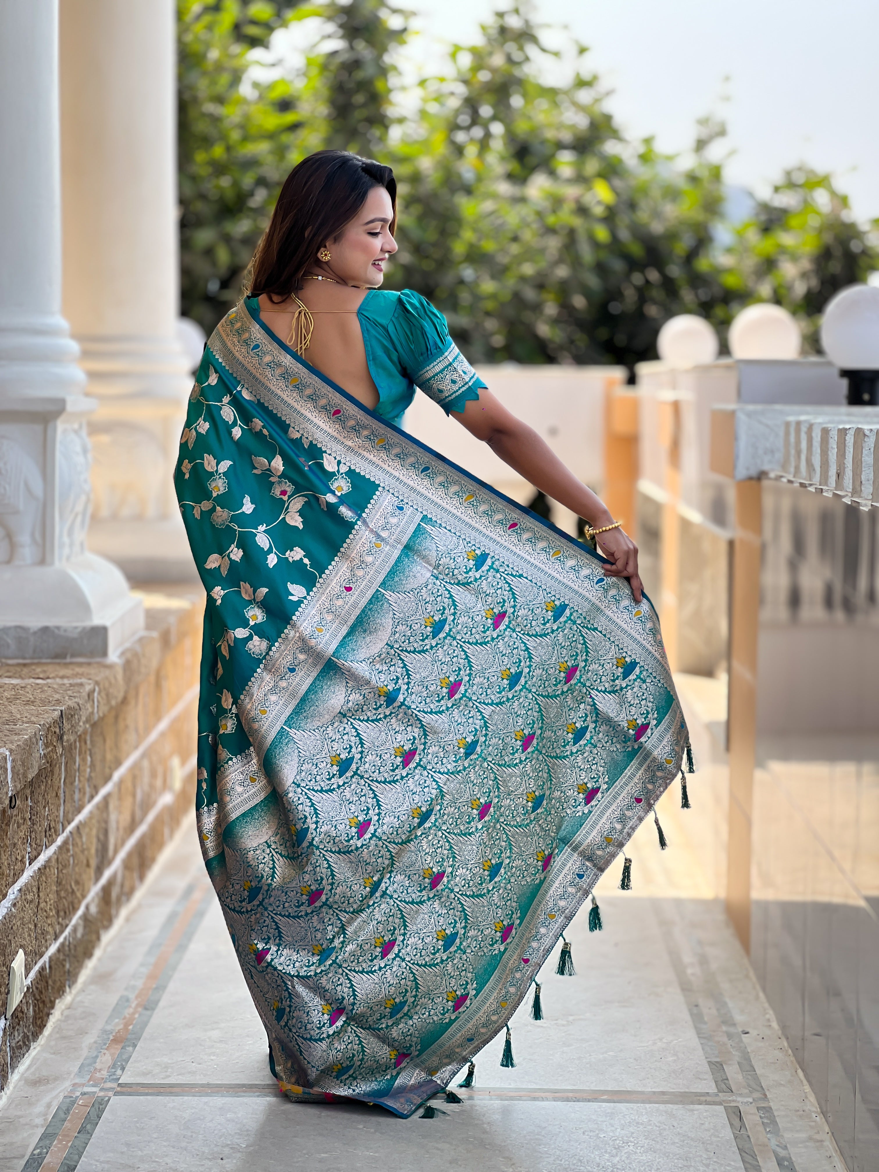 Rama Wedding Wear Soft Banarasi Silk Saree