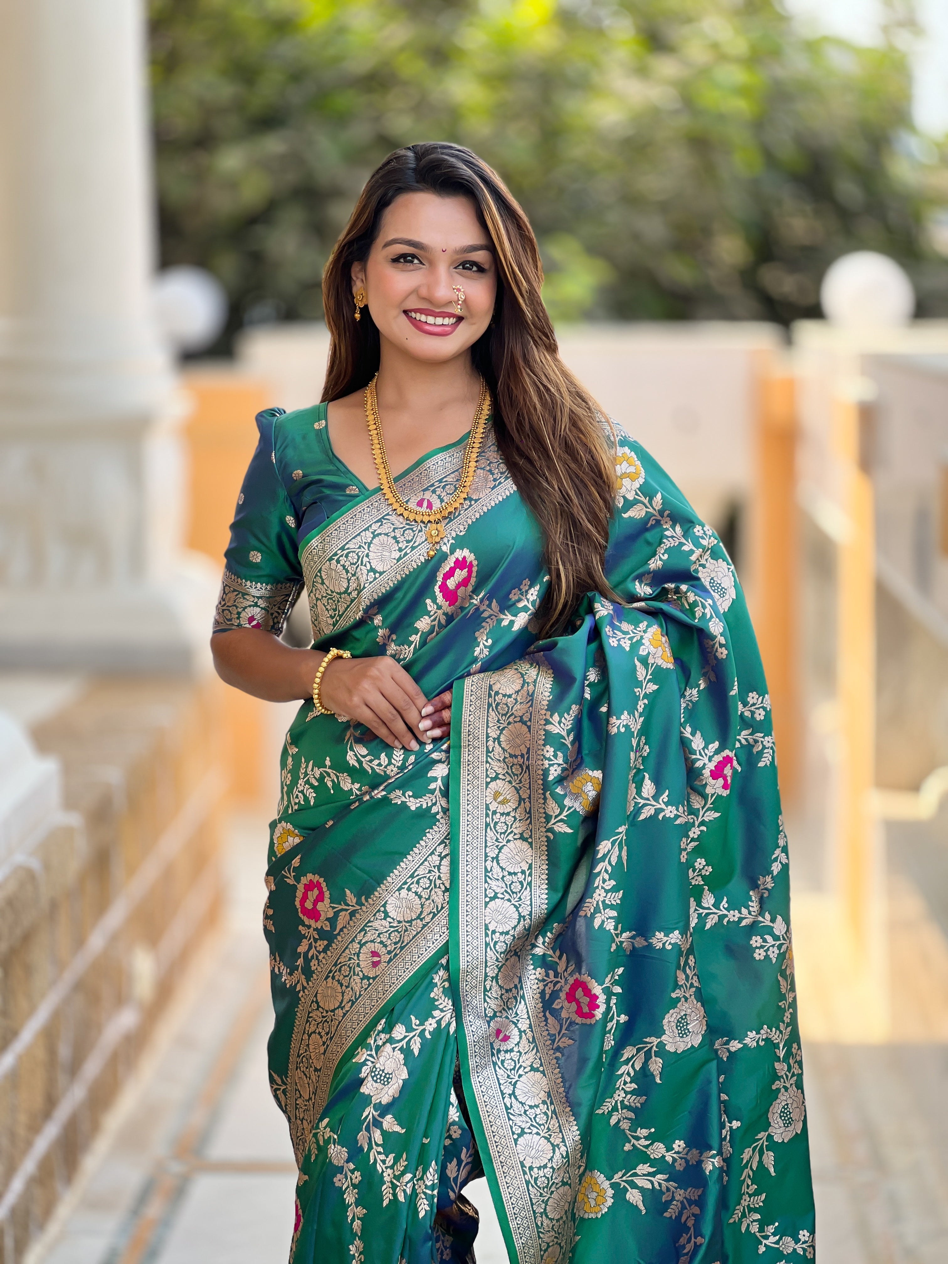 Rama Wedding Wear Soft Banarasi Silk Saree