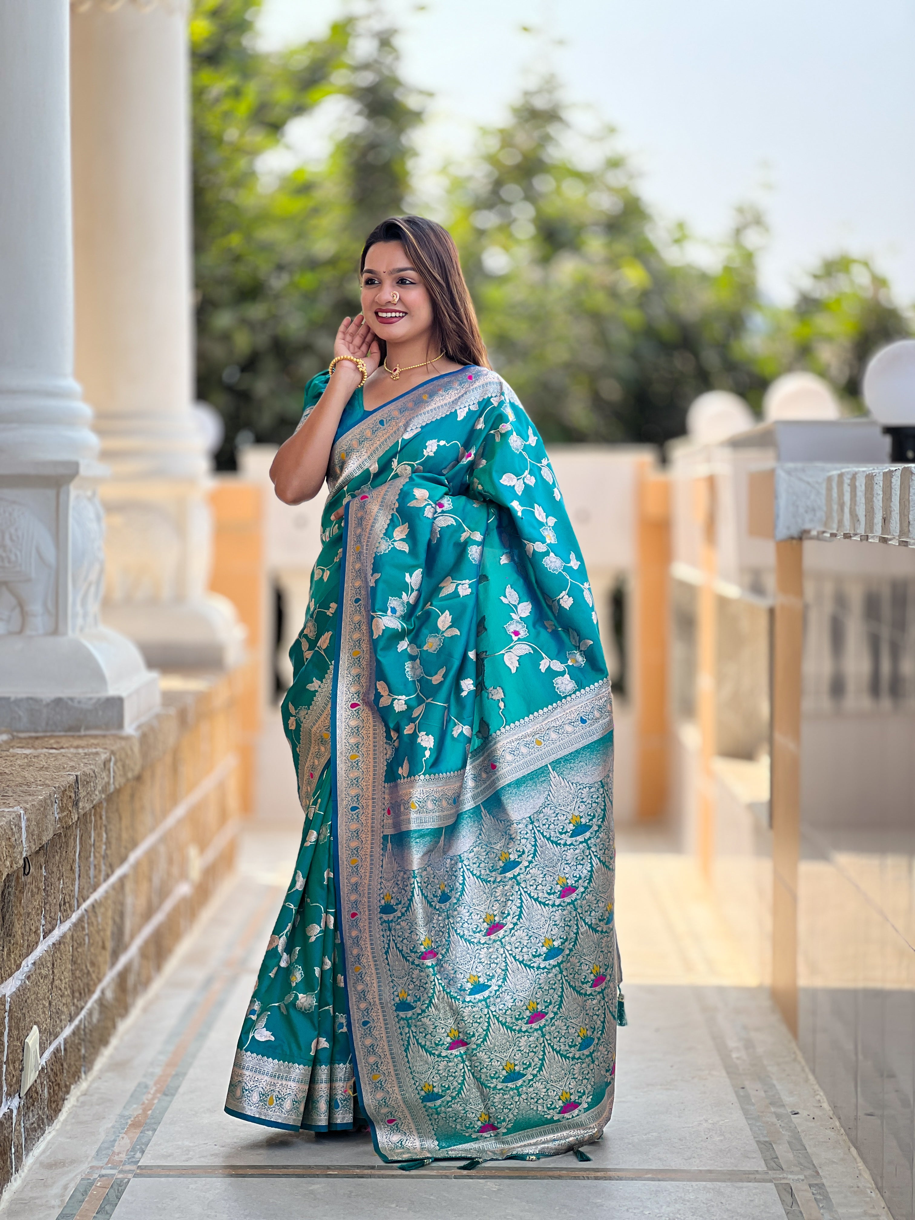 Rama Wedding Wear Soft Banarasi Silk Saree