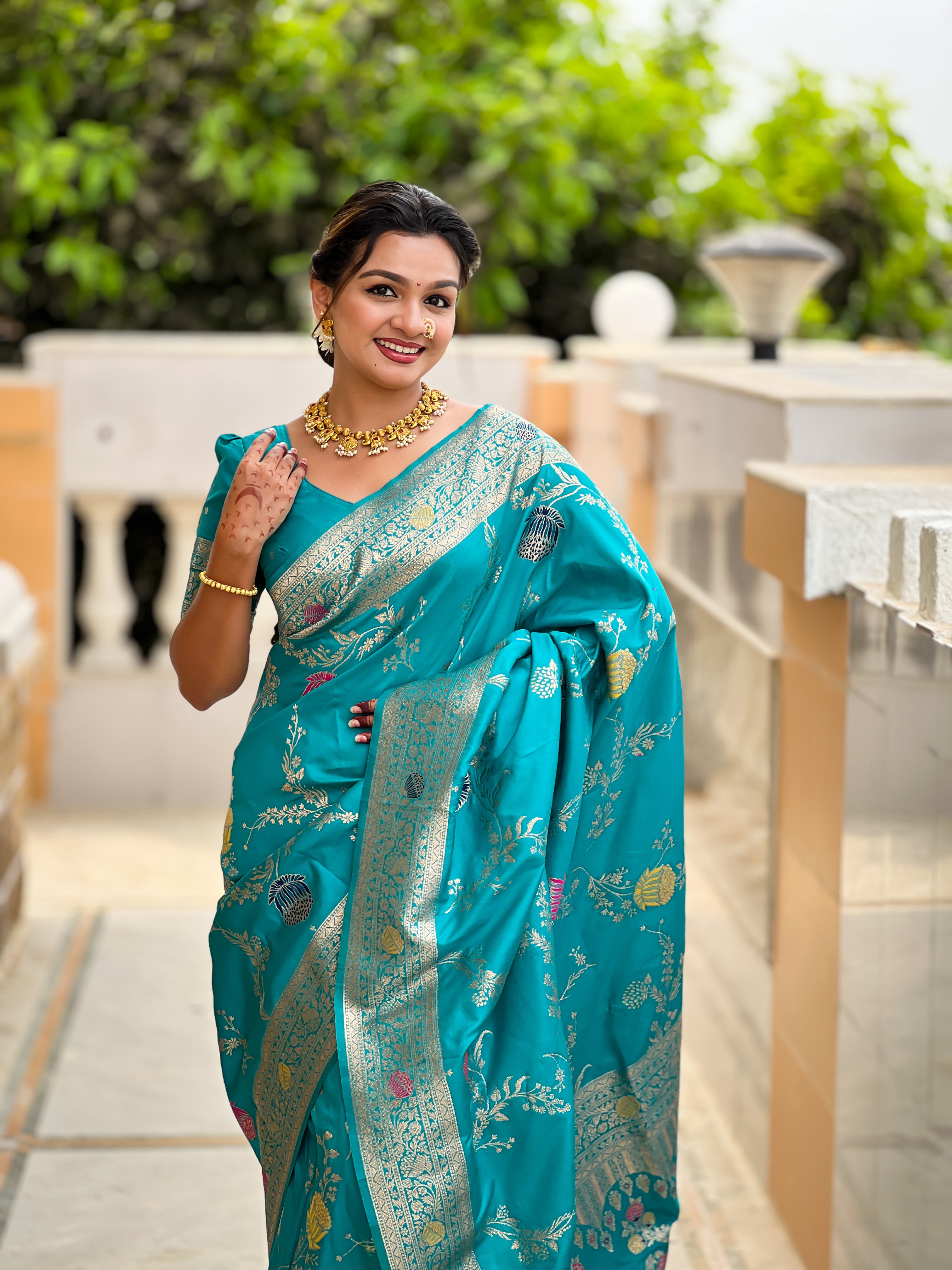 Rama Wedding Wear Soft Banarasi Silk Saree