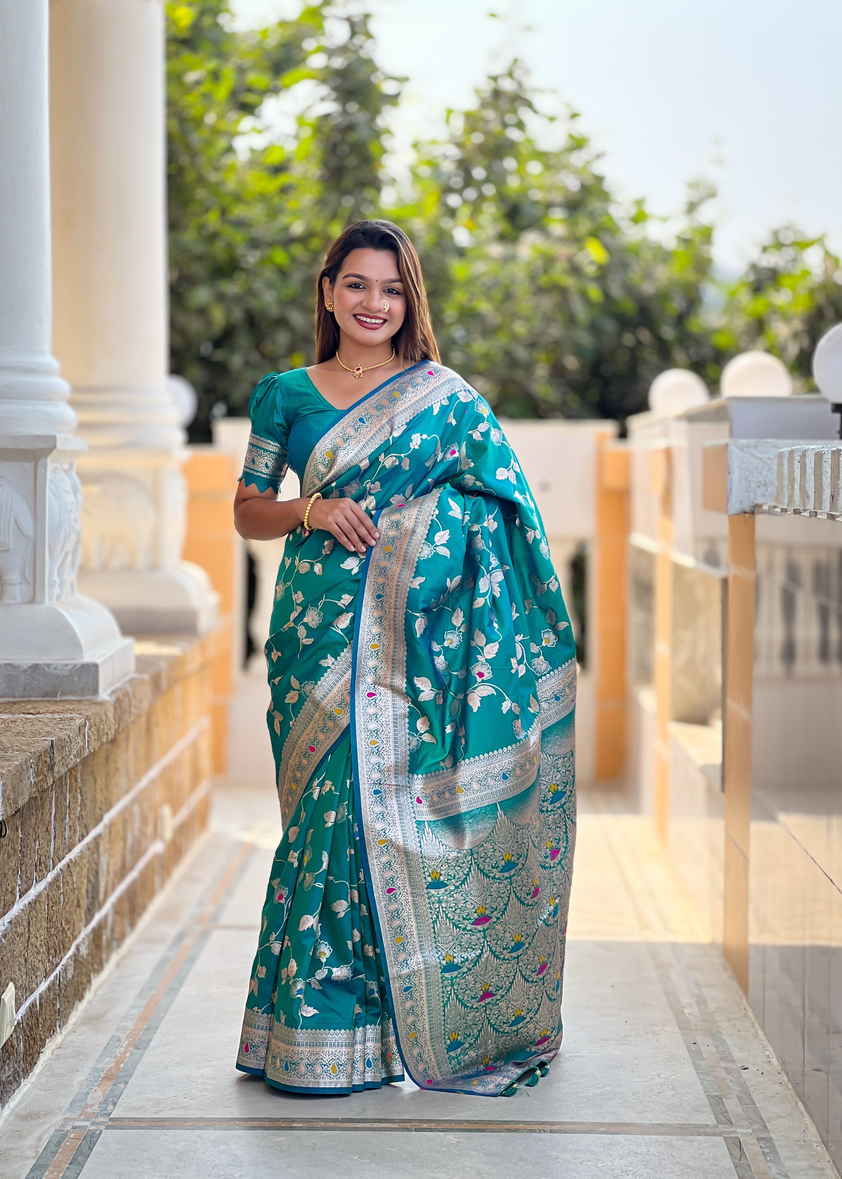 Rama Wedding Wear Soft Banarasi Silk Saree