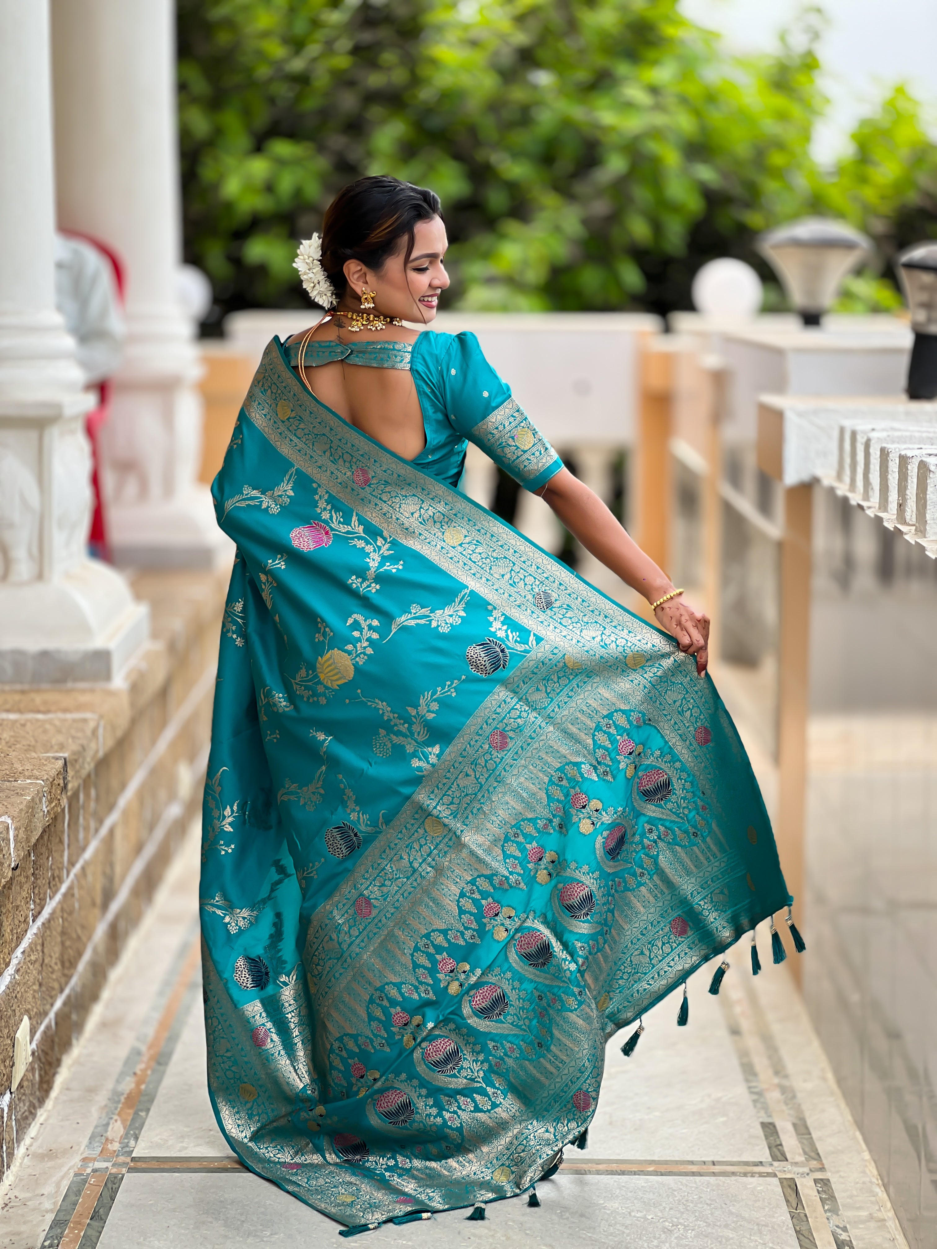 Rama Wedding Wear Soft Banarasi Silk Saree