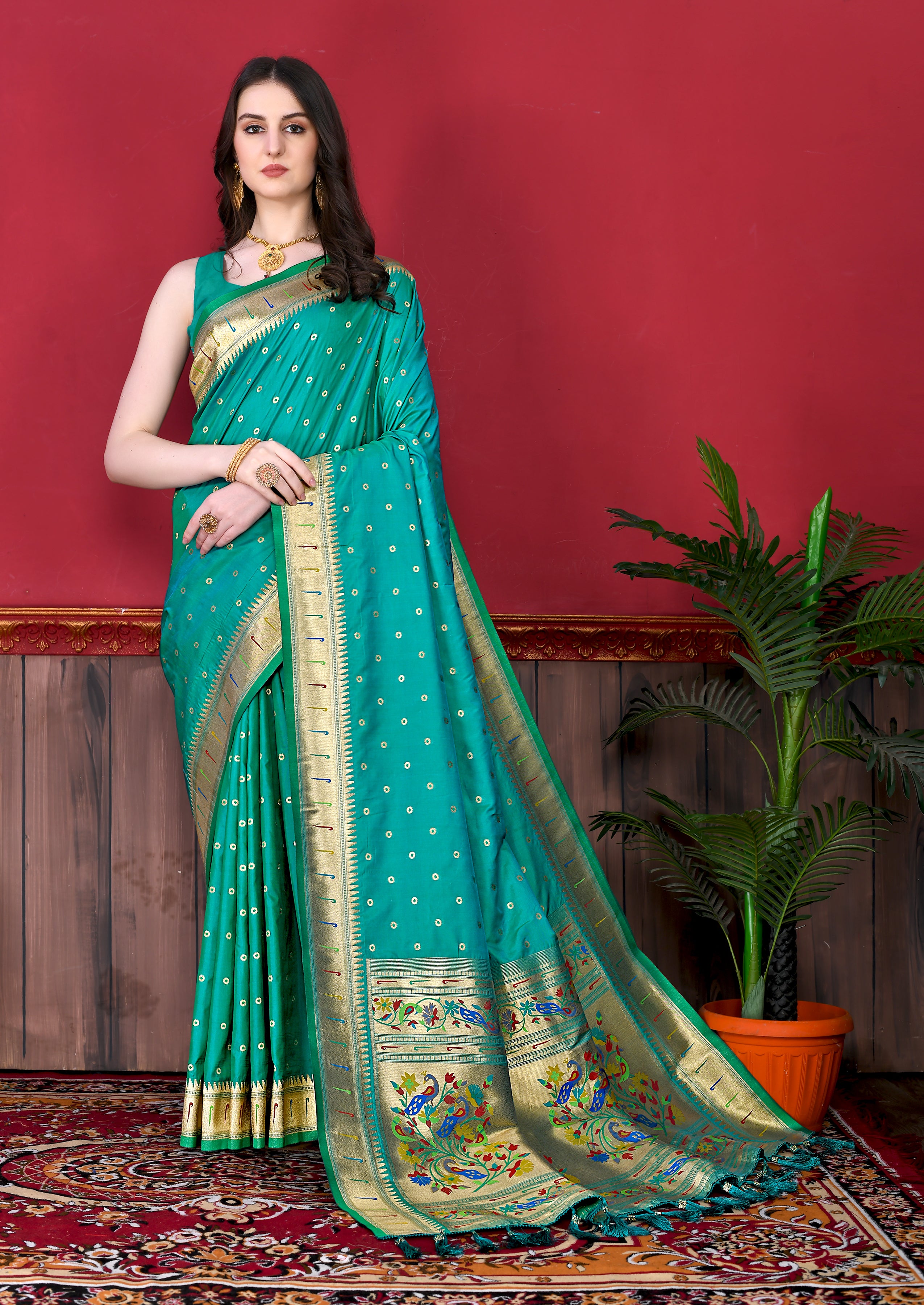 Rama Wedding Wear Soft Paithani Silk Saree
