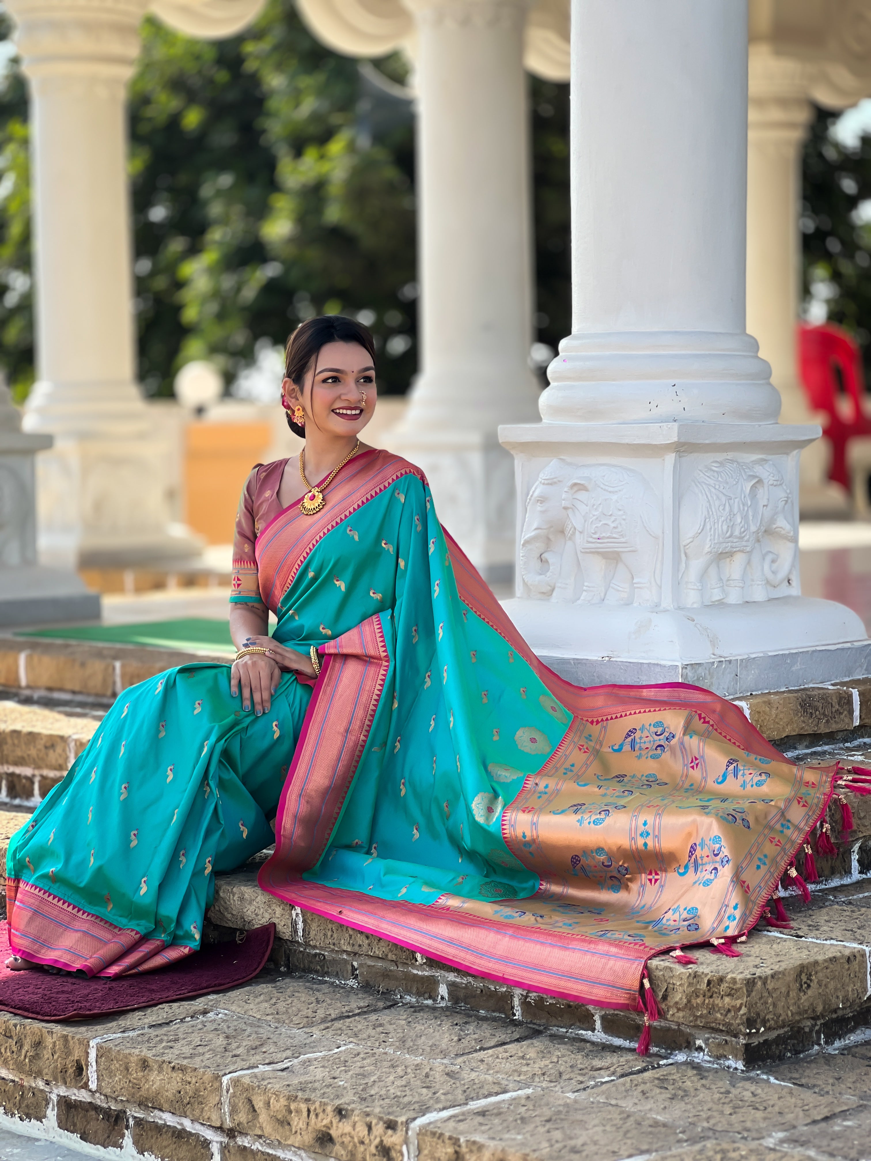 Rama Wedding Wear Soft Paithani Silk Saree