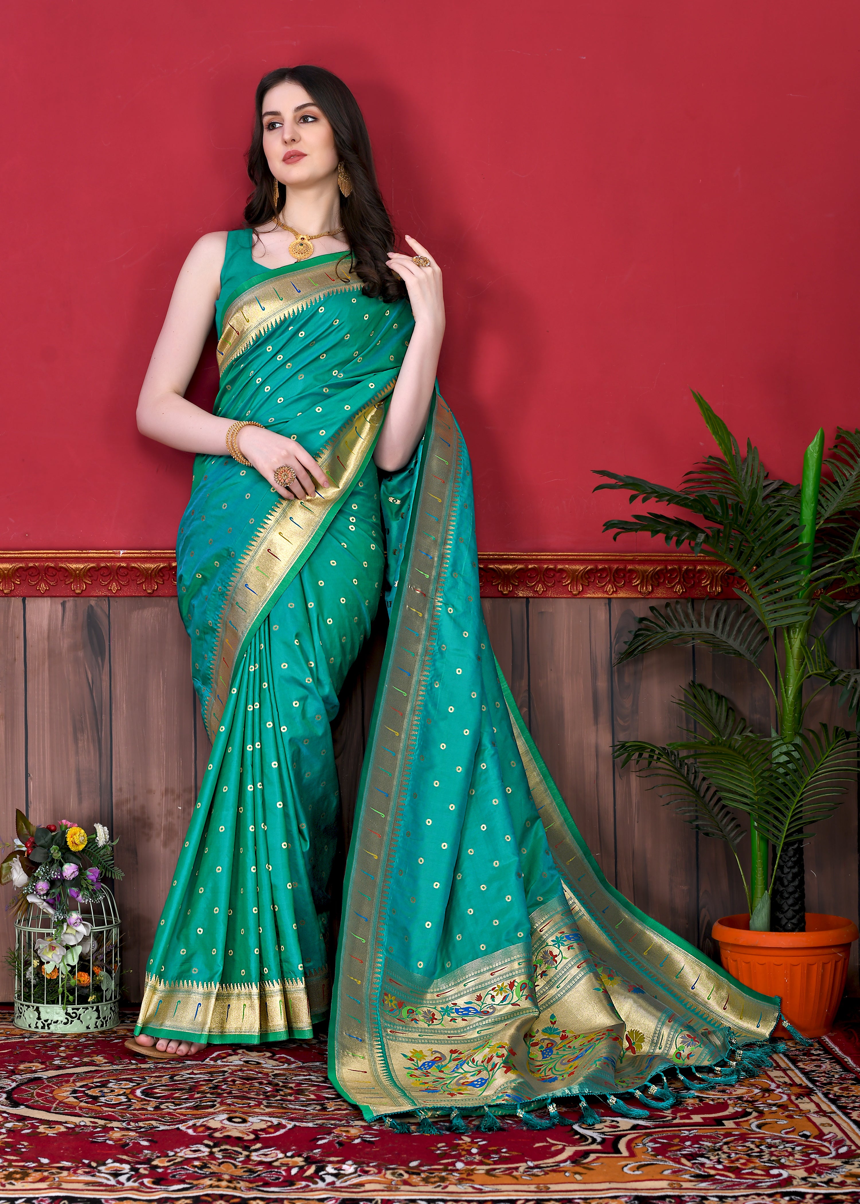 Rama Wedding Wear Soft Paithani Silk Saree