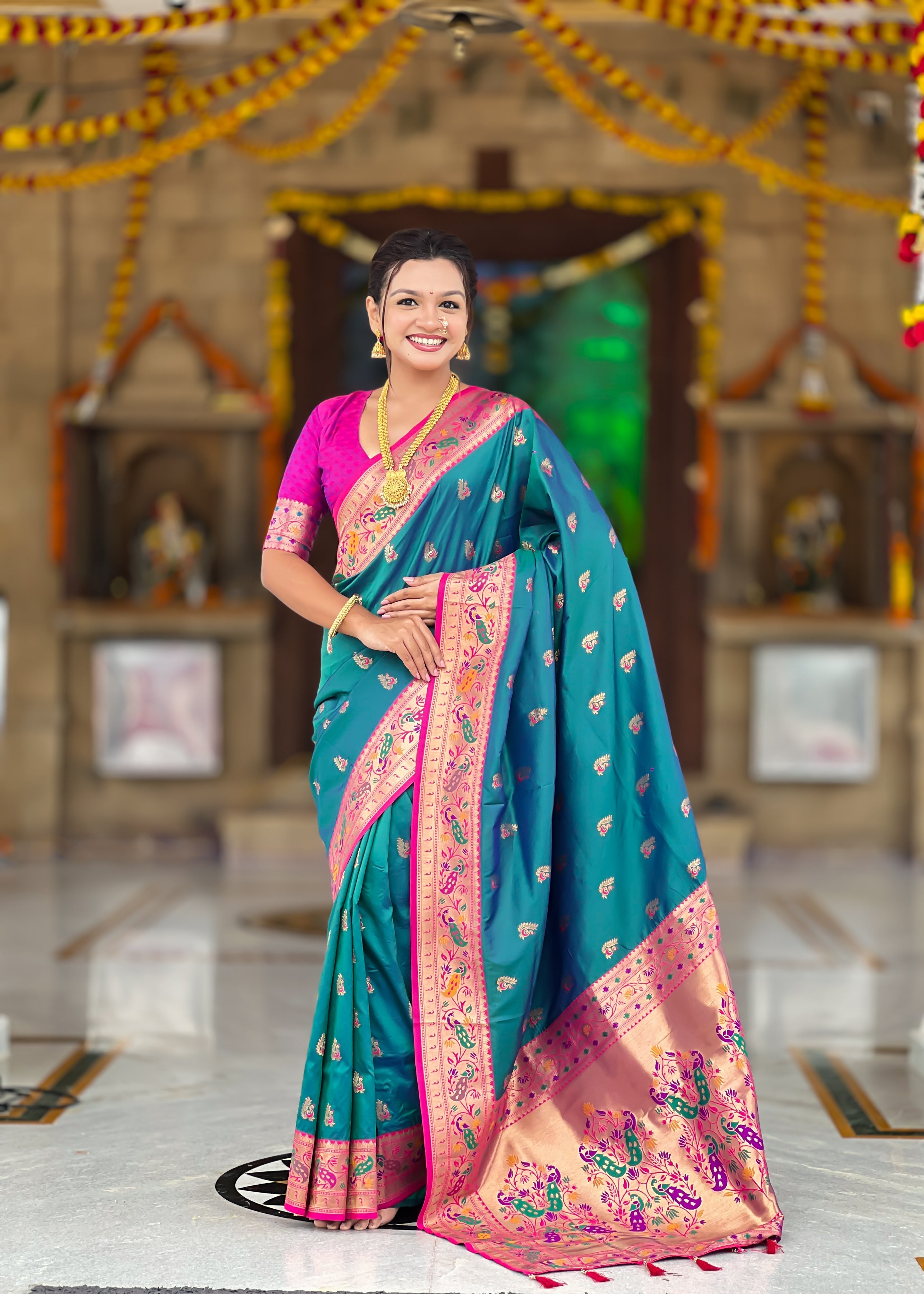 Rama Wedding Wear Soft Paithani Silk Saree