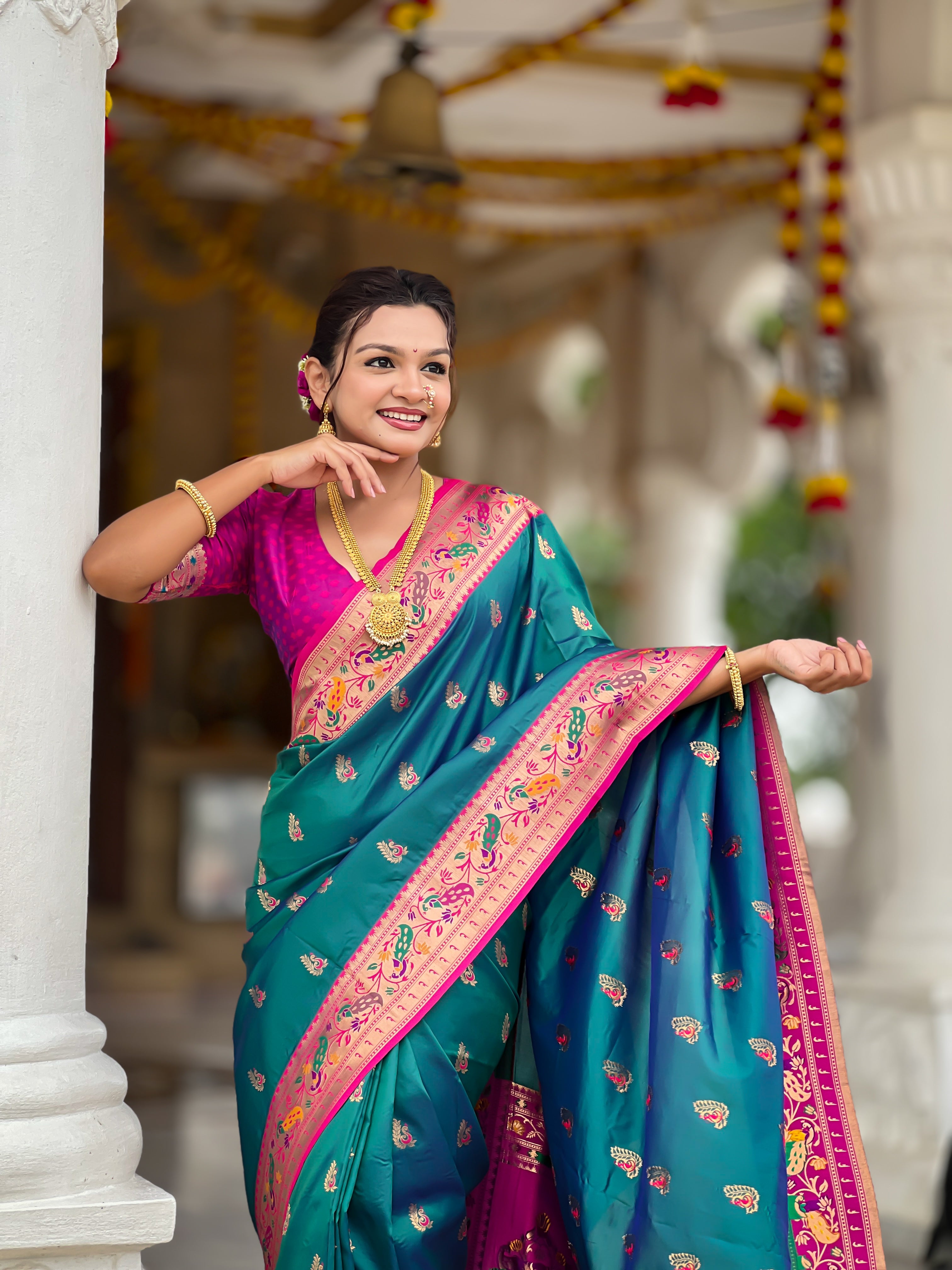 Rama Wedding Wear Soft Paithani Silk Saree