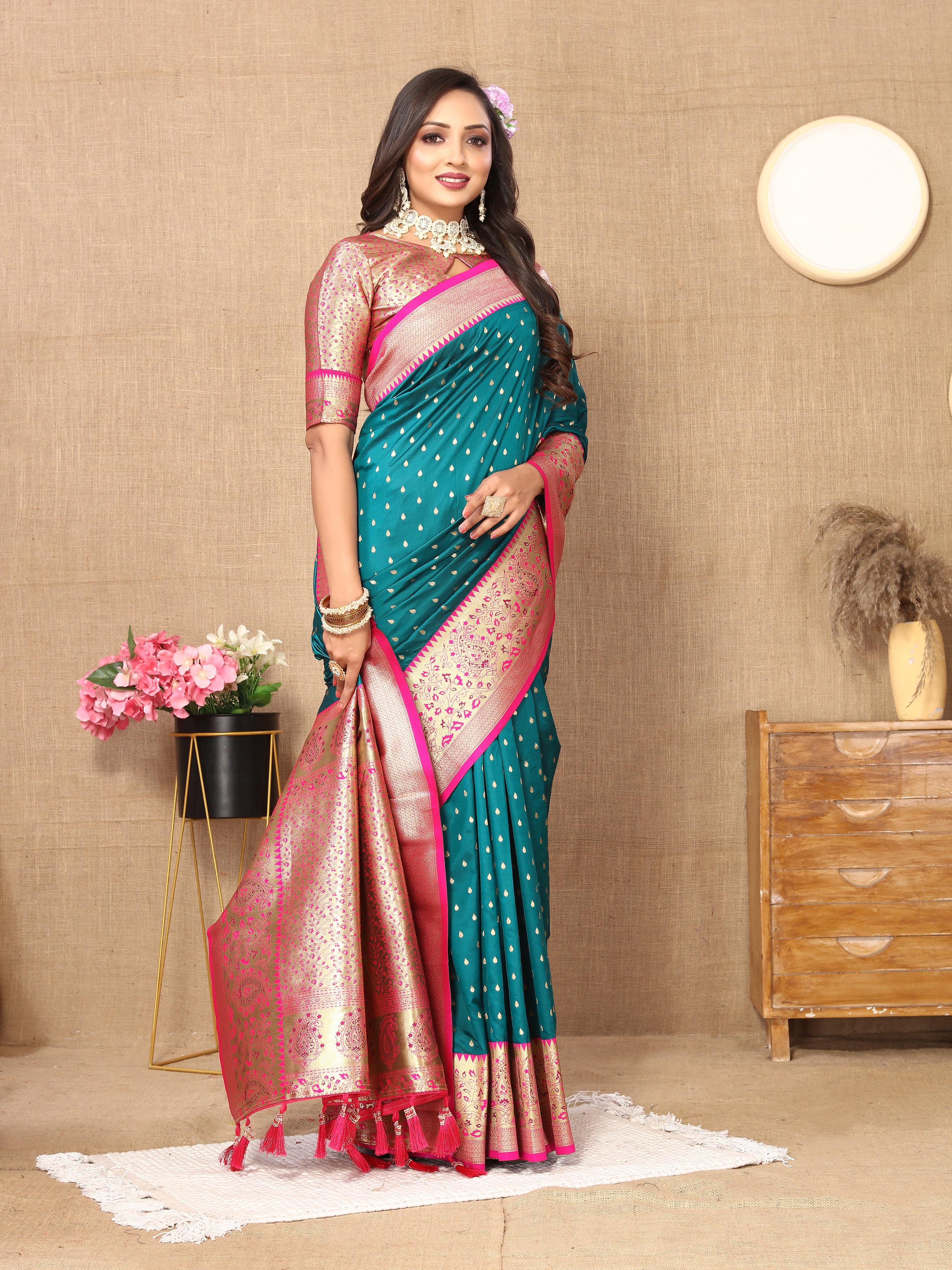 Rama Wedding Wear Soft Silk Saree