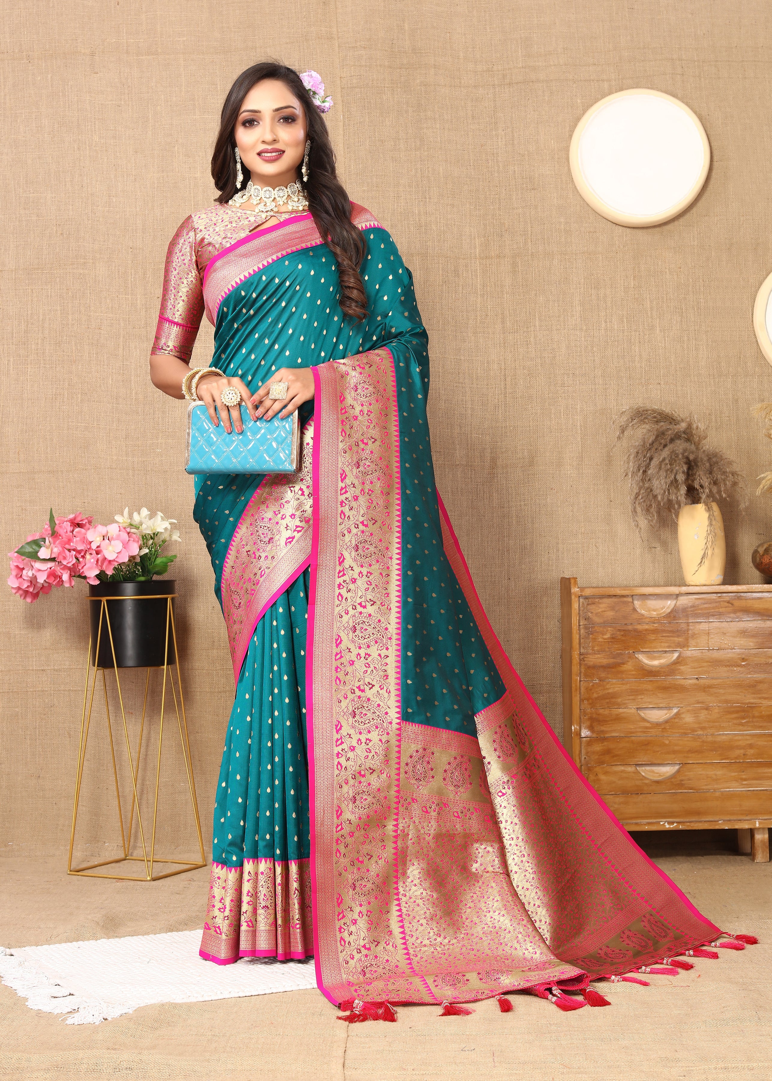 Rama Wedding Wear Soft Silk Saree