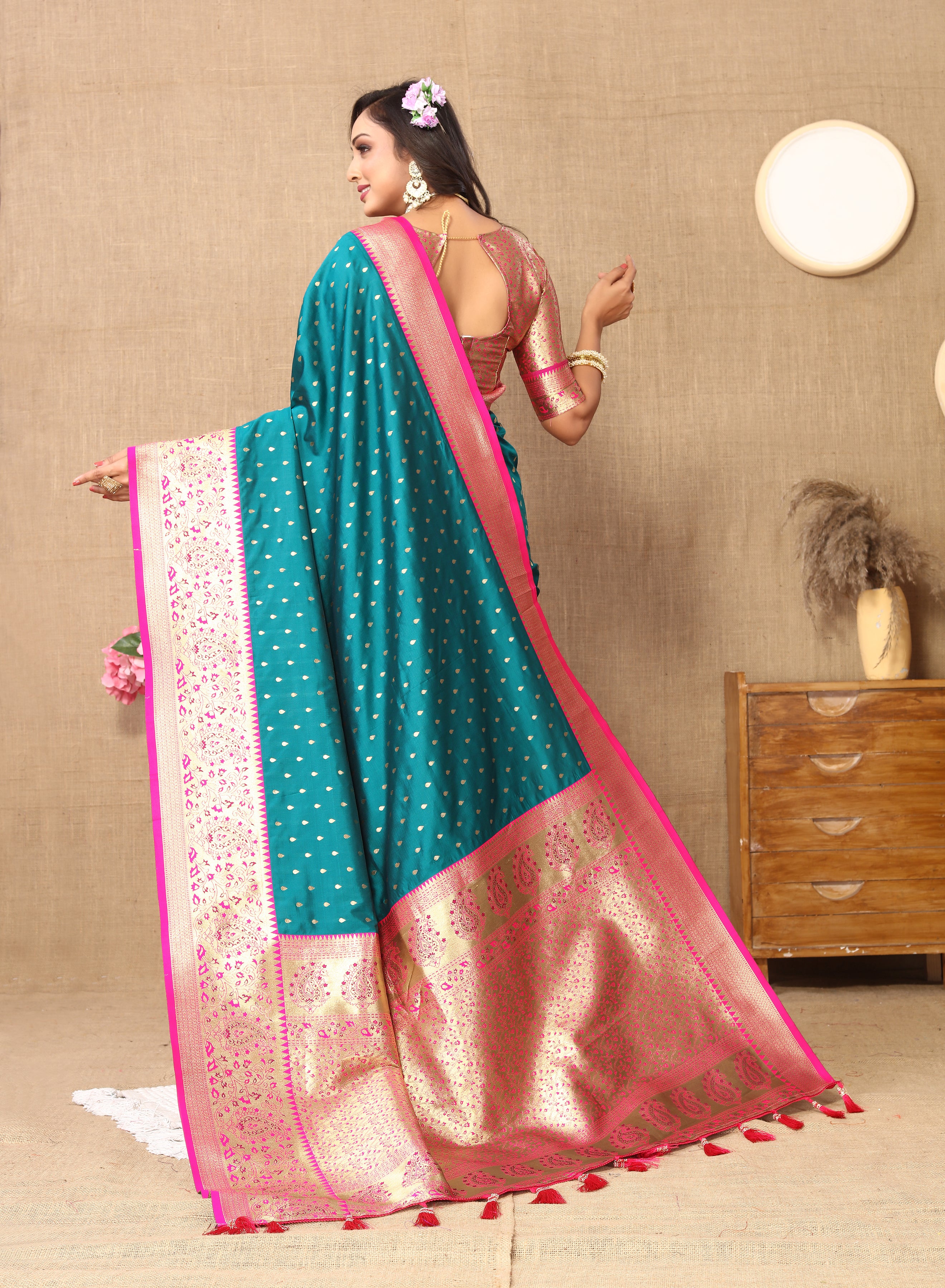 Rama Wedding Wear Soft Silk Saree