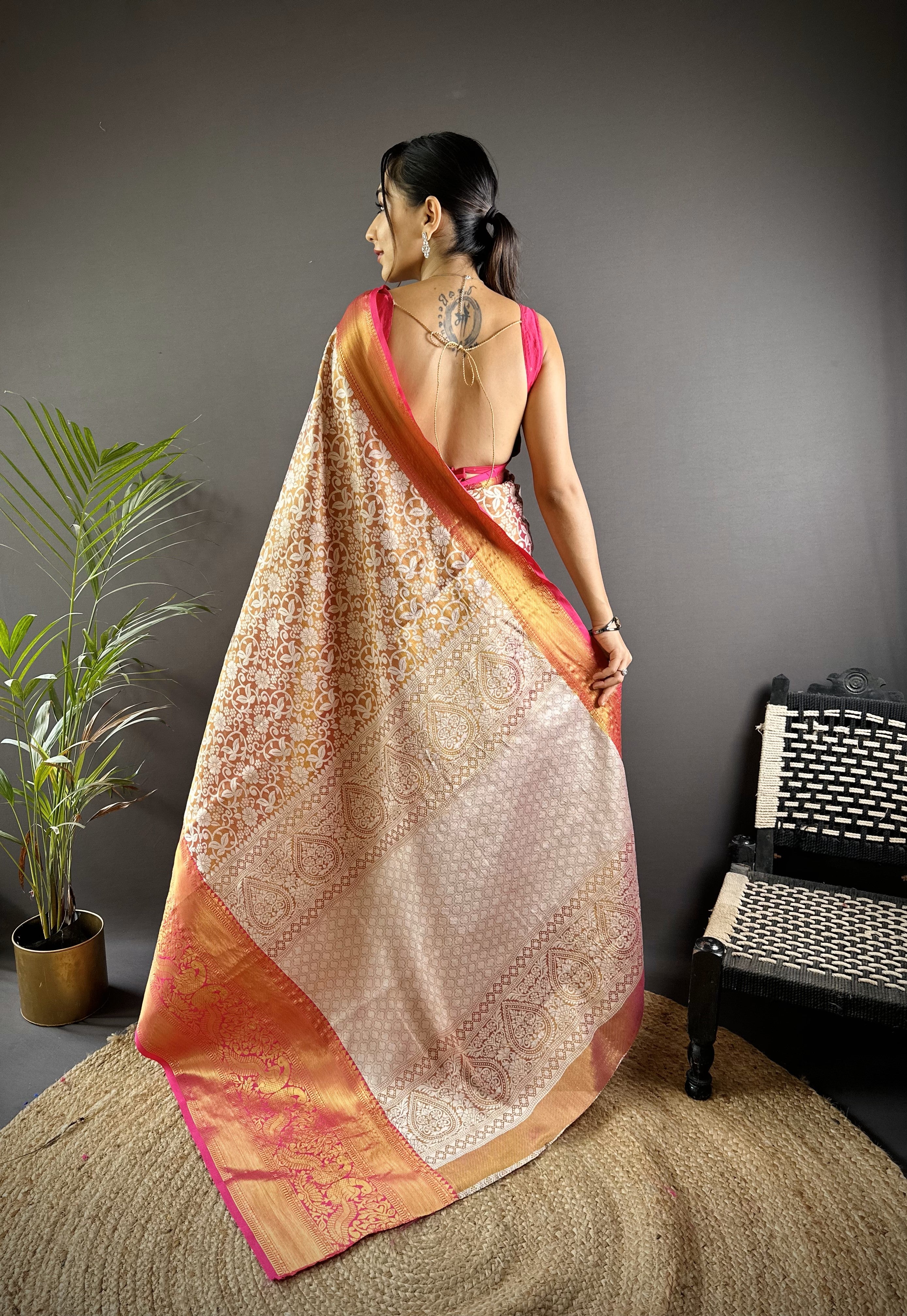 Rani Kanjivaram Tissue Silk Saree