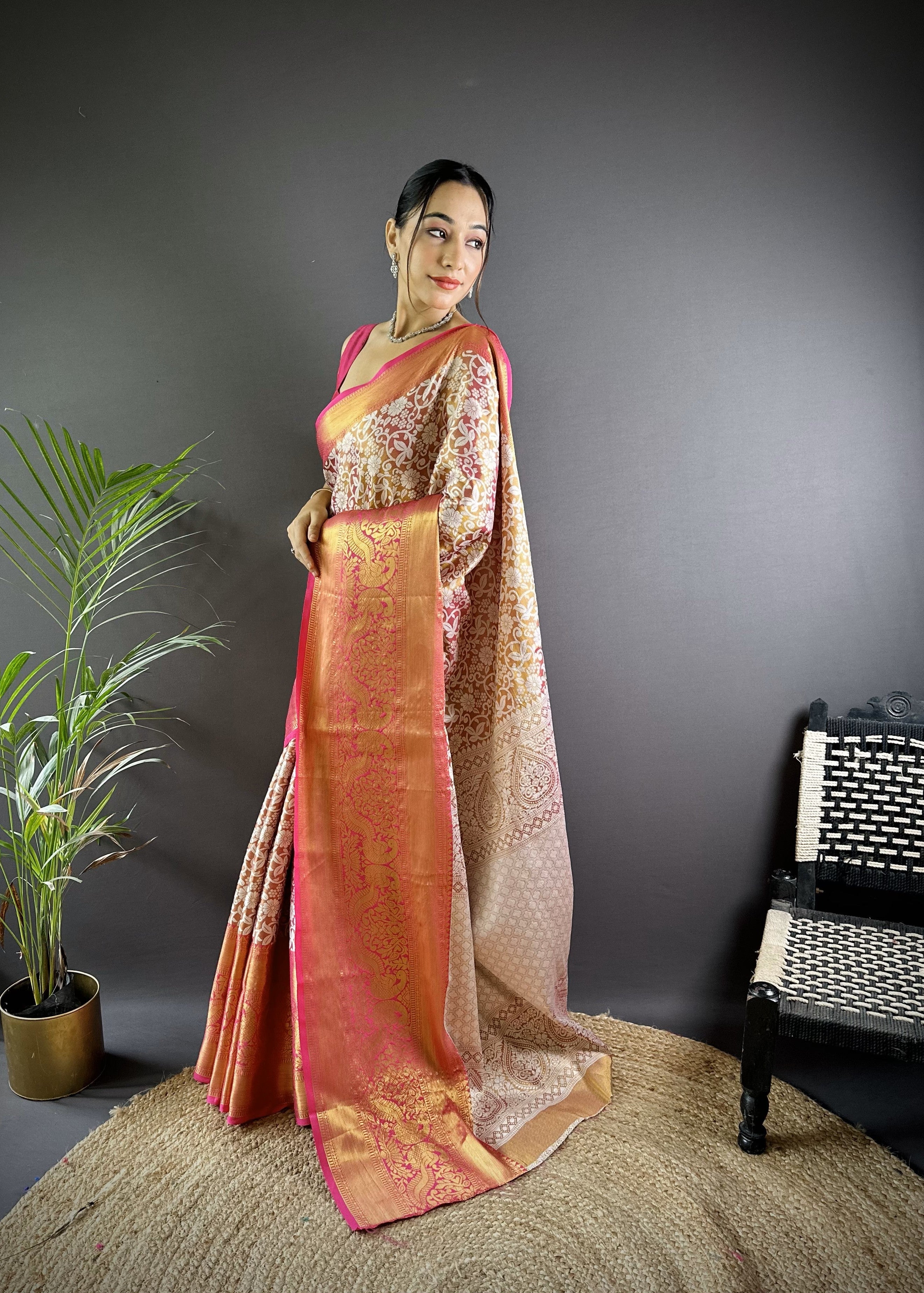 Rani Kanjivaram Tissue Silk Saree