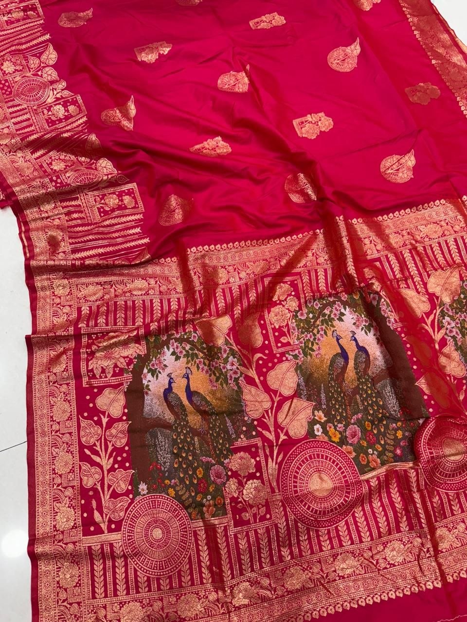 Rani Pink Banarasi Silk Paithani Saree