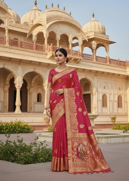 Rani Pink Banarasi Silk Paithani Saree