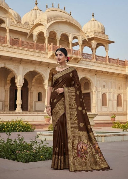 Brown Banarasi Silk Paithani Saree