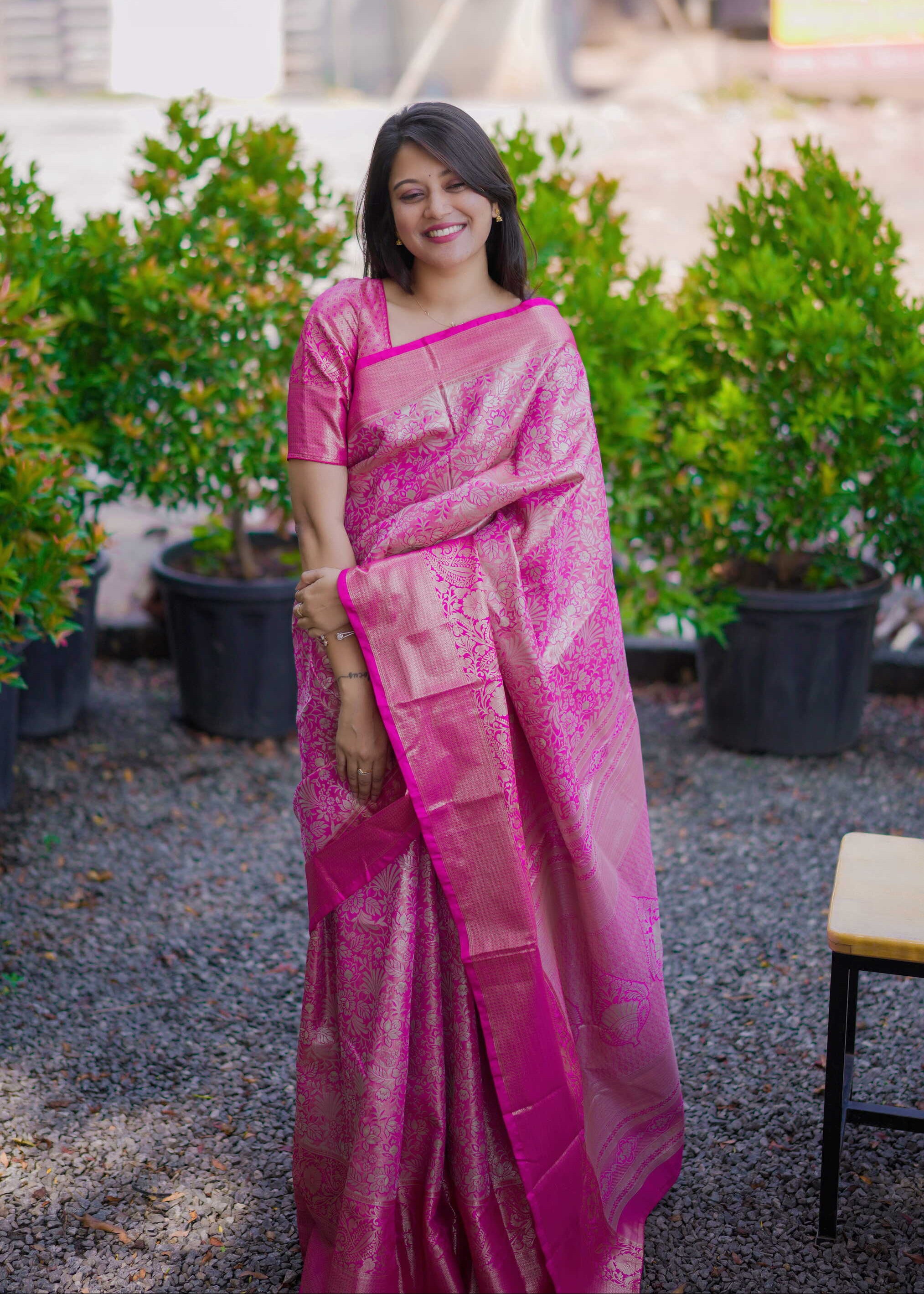 Rani Pink Bridal Kanchipuram Silk Saree