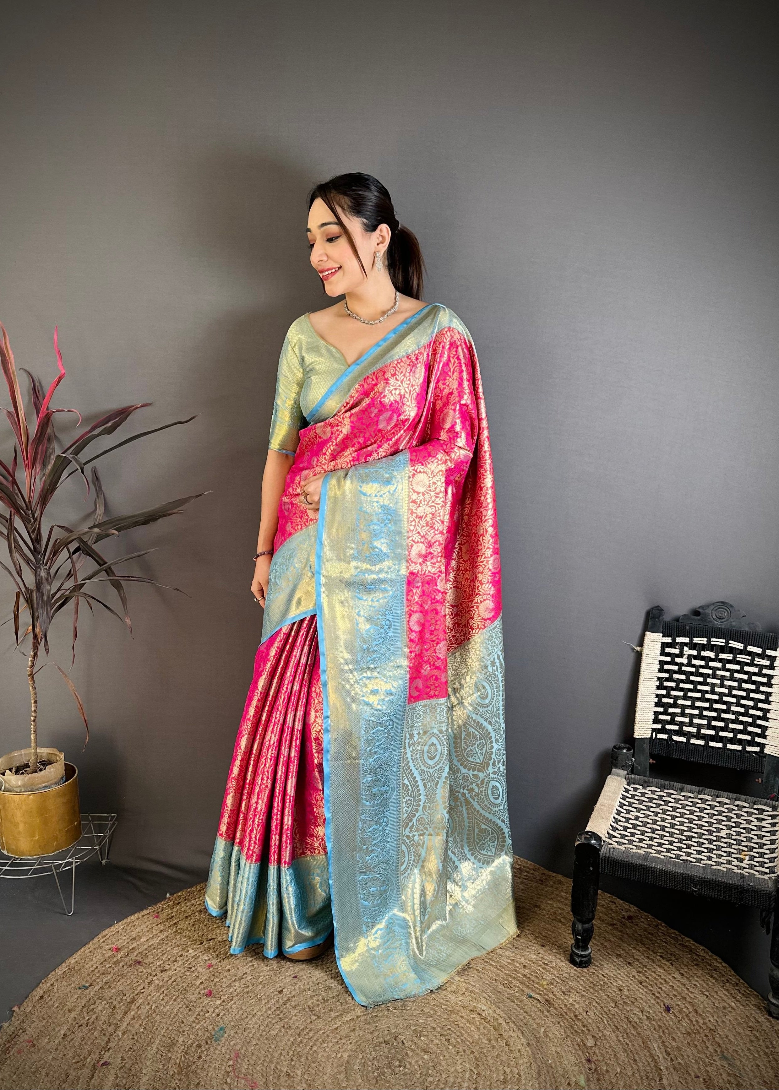 Rani Pink Lightweight Kanchipuram Saree