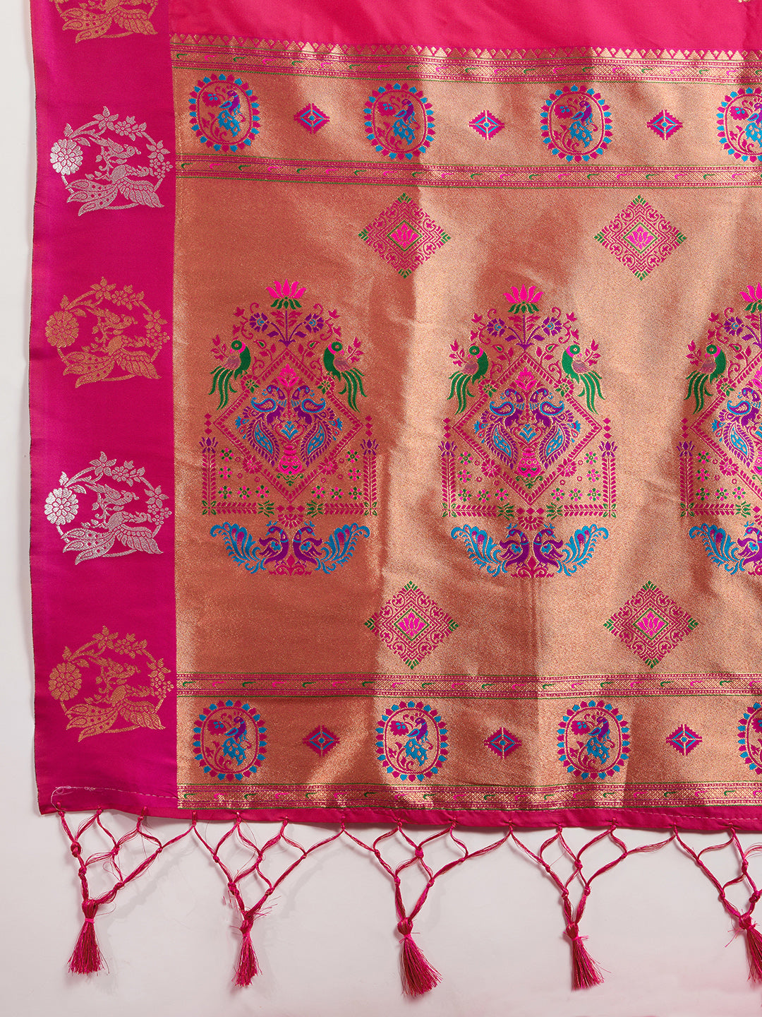 Rani Pink Pure Soft Kanjivaram Paithani Silk Saree