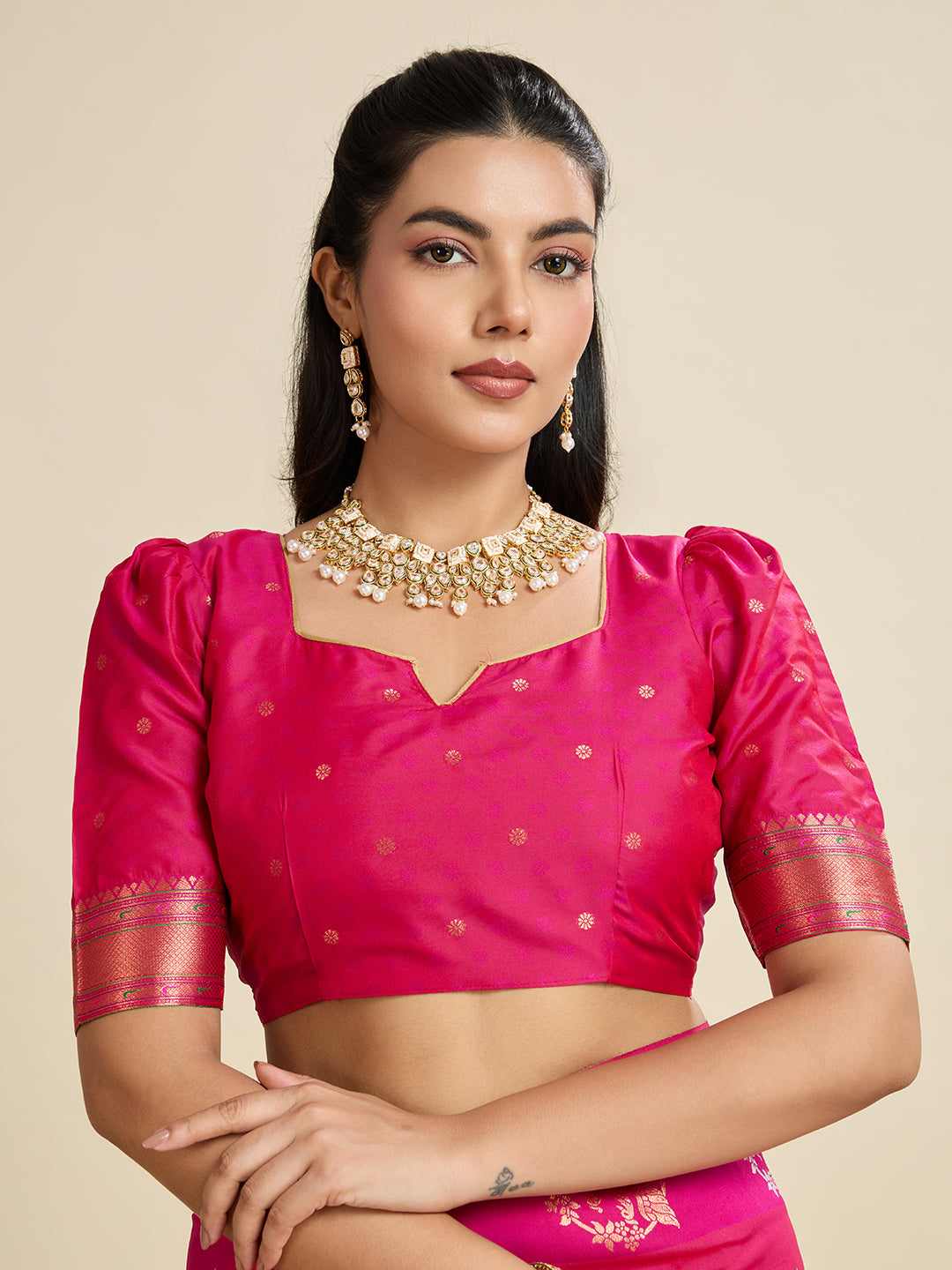 Rani Pink Pure Soft Kanjivaram Paithani Silk Saree