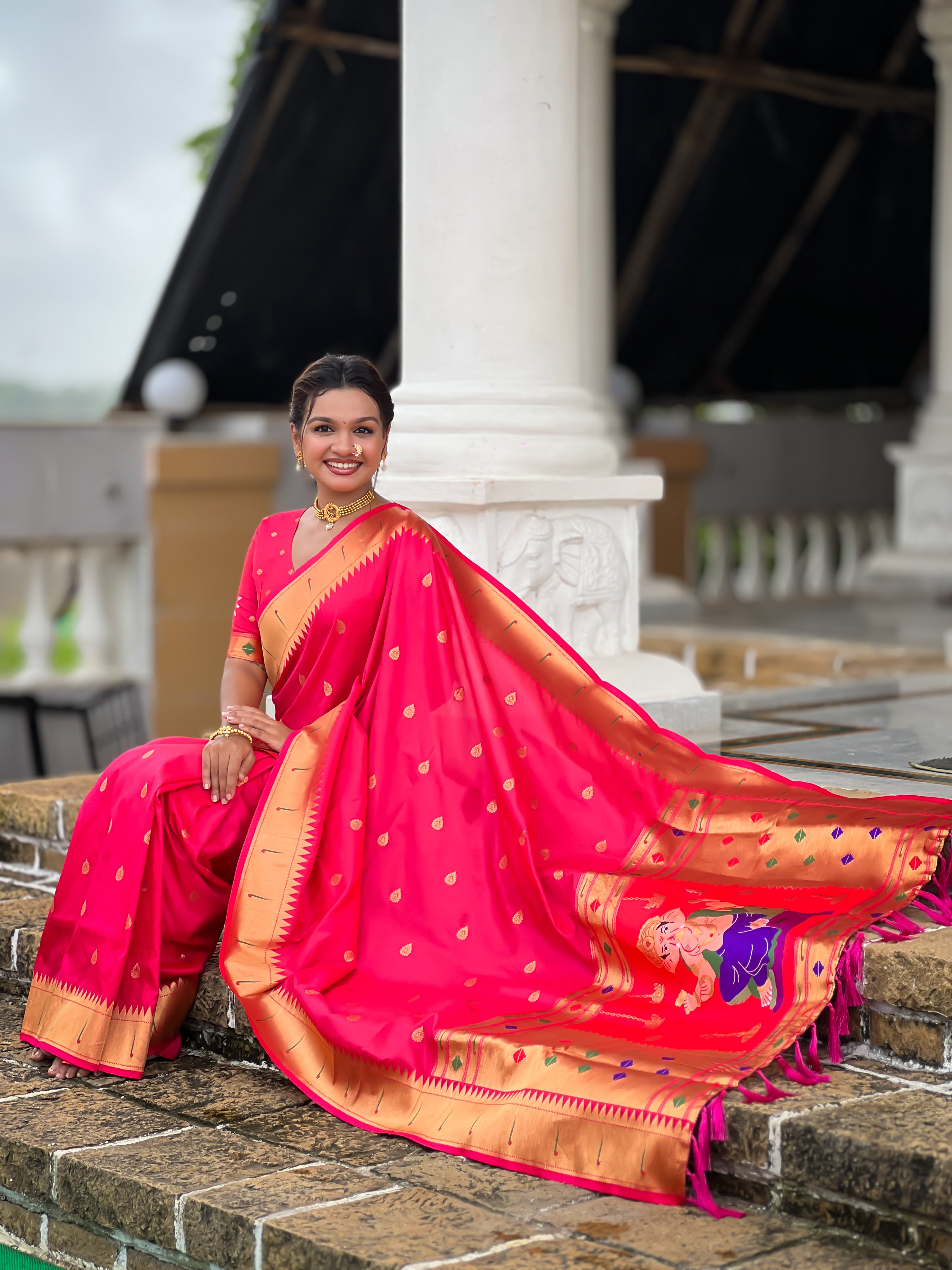 Rani Pink Soft Paithani Silk Saree