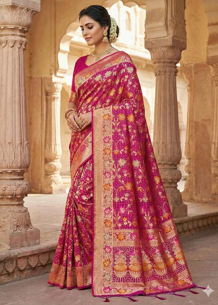 Rani Pink Traditional Banarasi Silk Saree