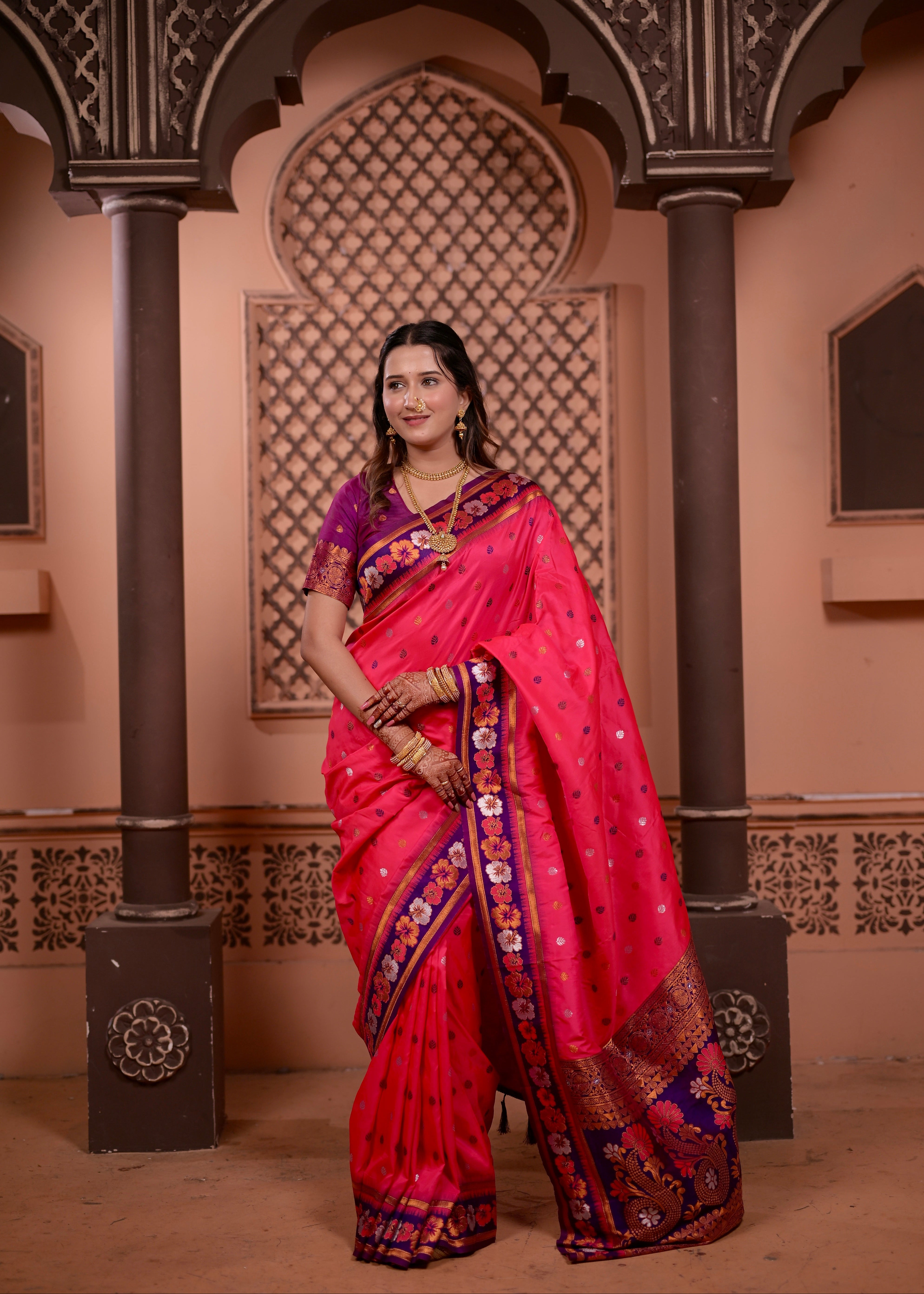 Rani Pink Traditional Soft Silk Saree