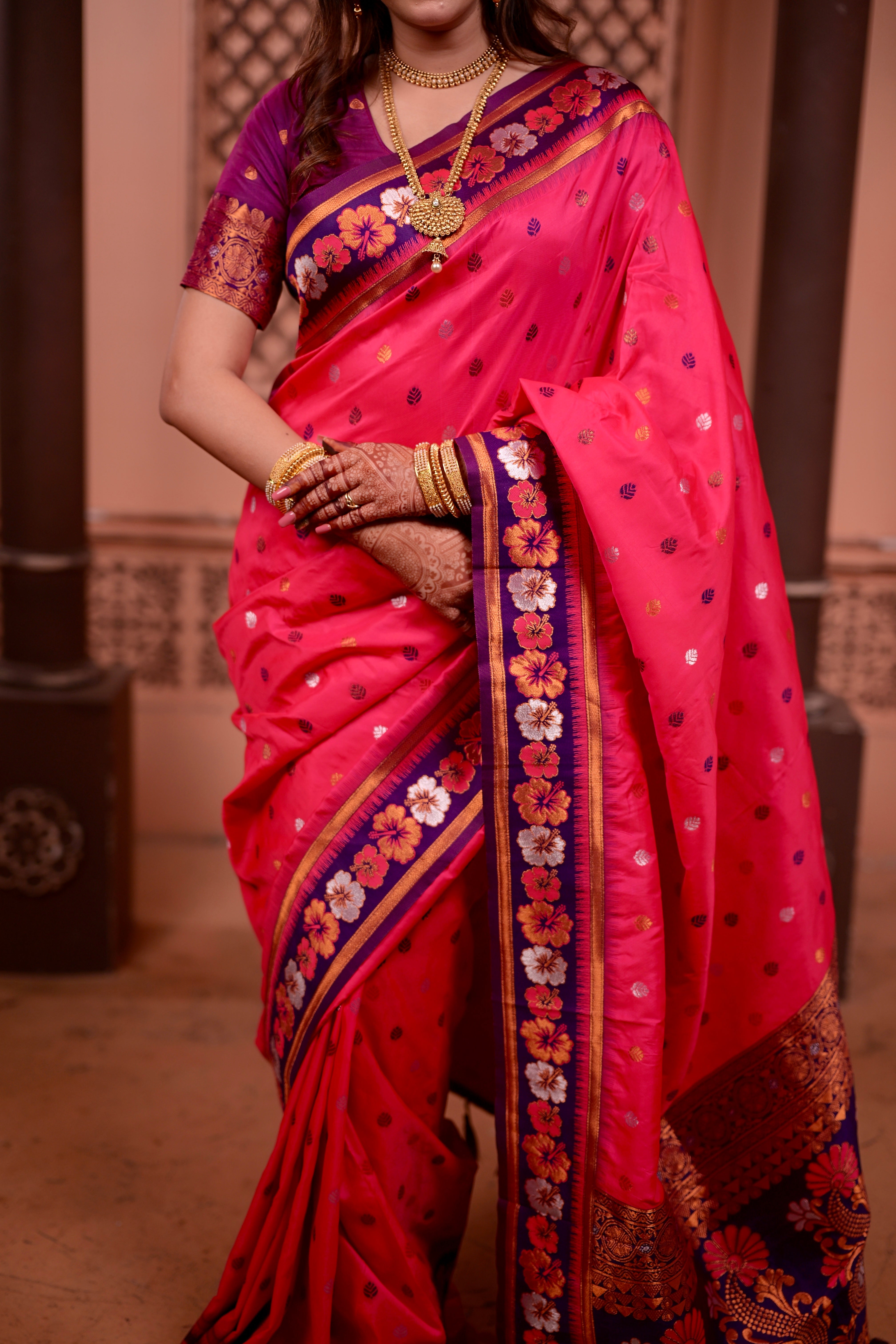 Rani Pink Traditional Soft Silk Saree