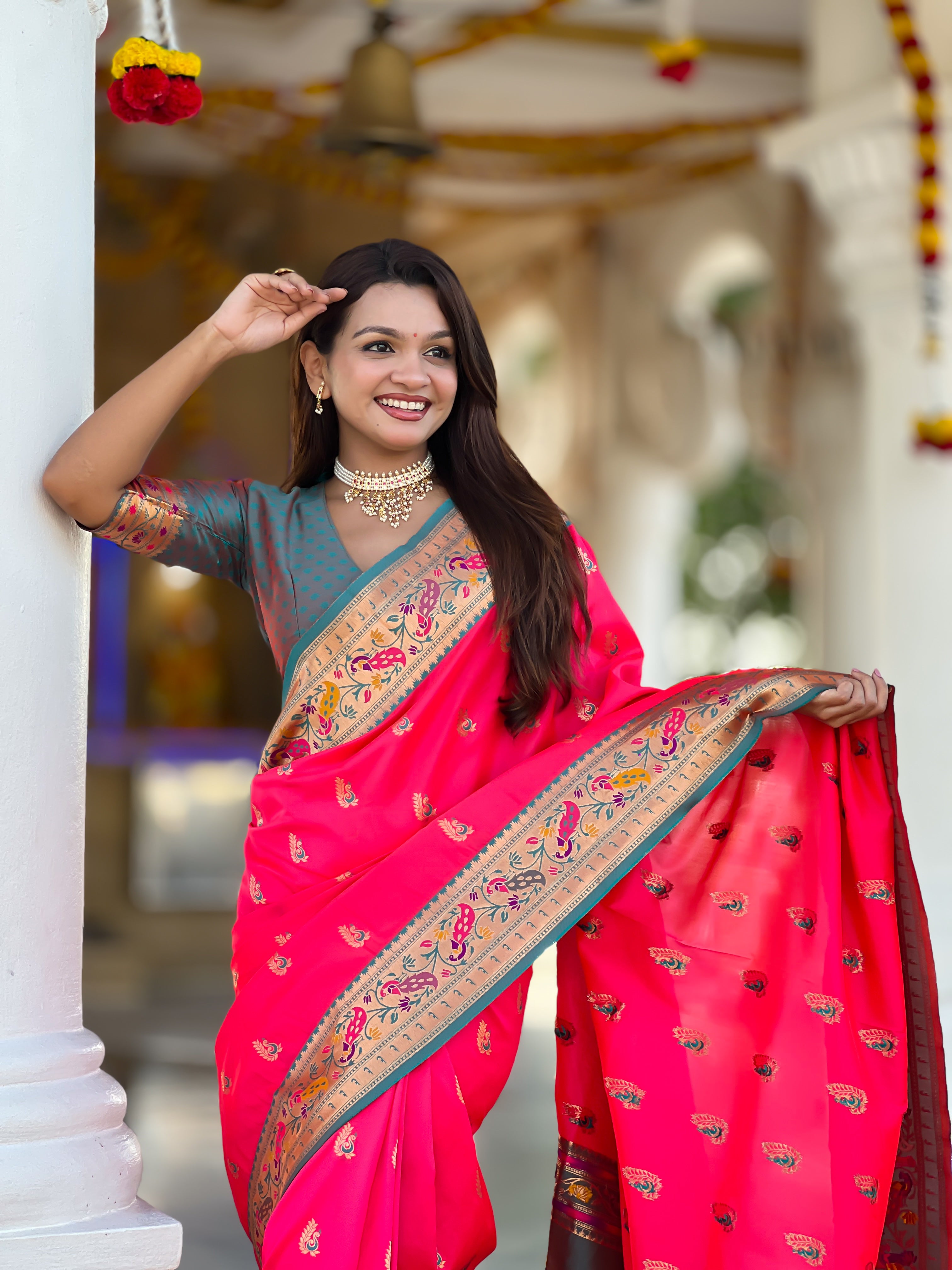 Rani Pink Wedding Wear Soft Paithani Silk Saree
