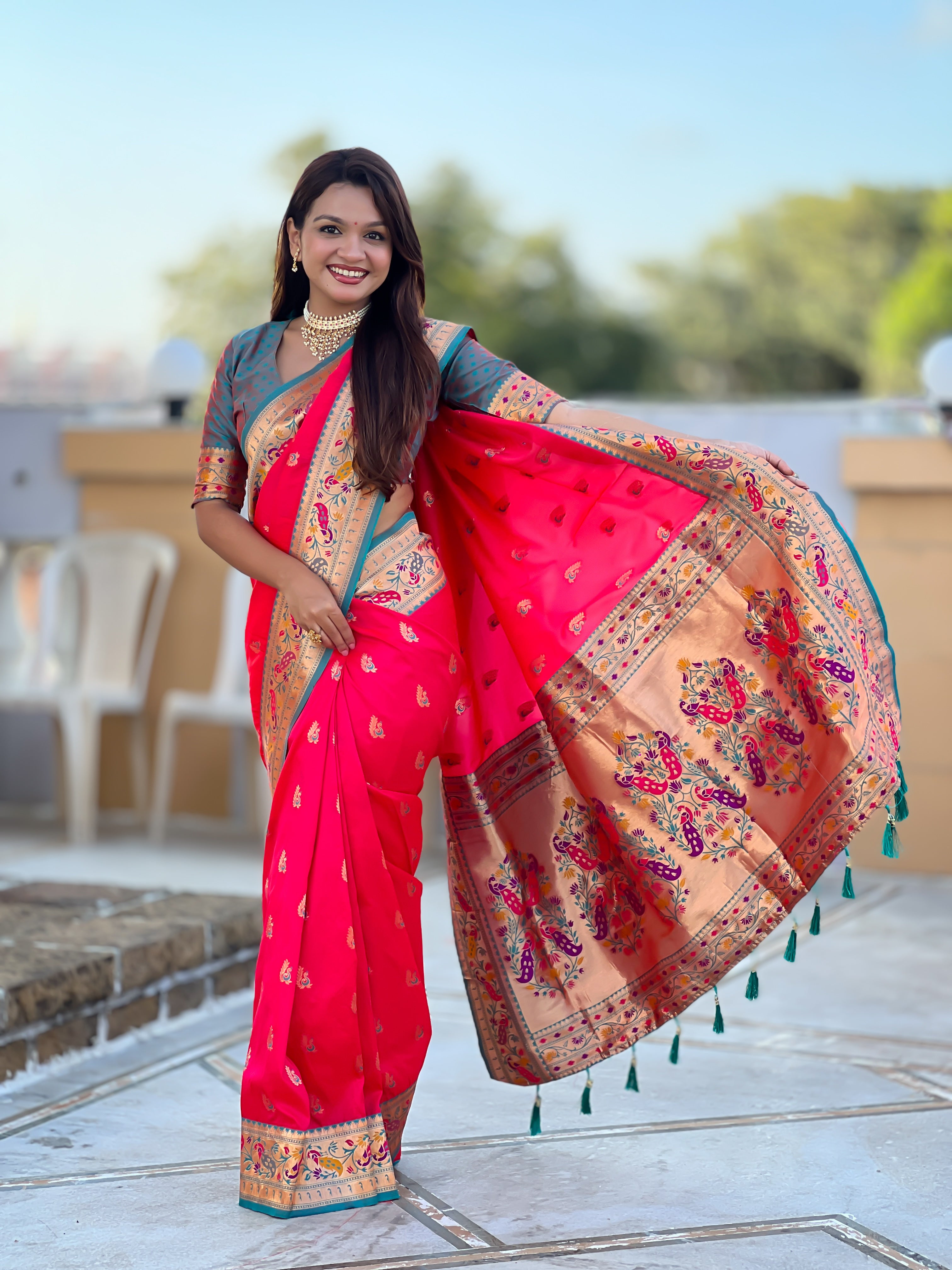 Rani Pink Wedding Wear Soft Paithani Silk Saree